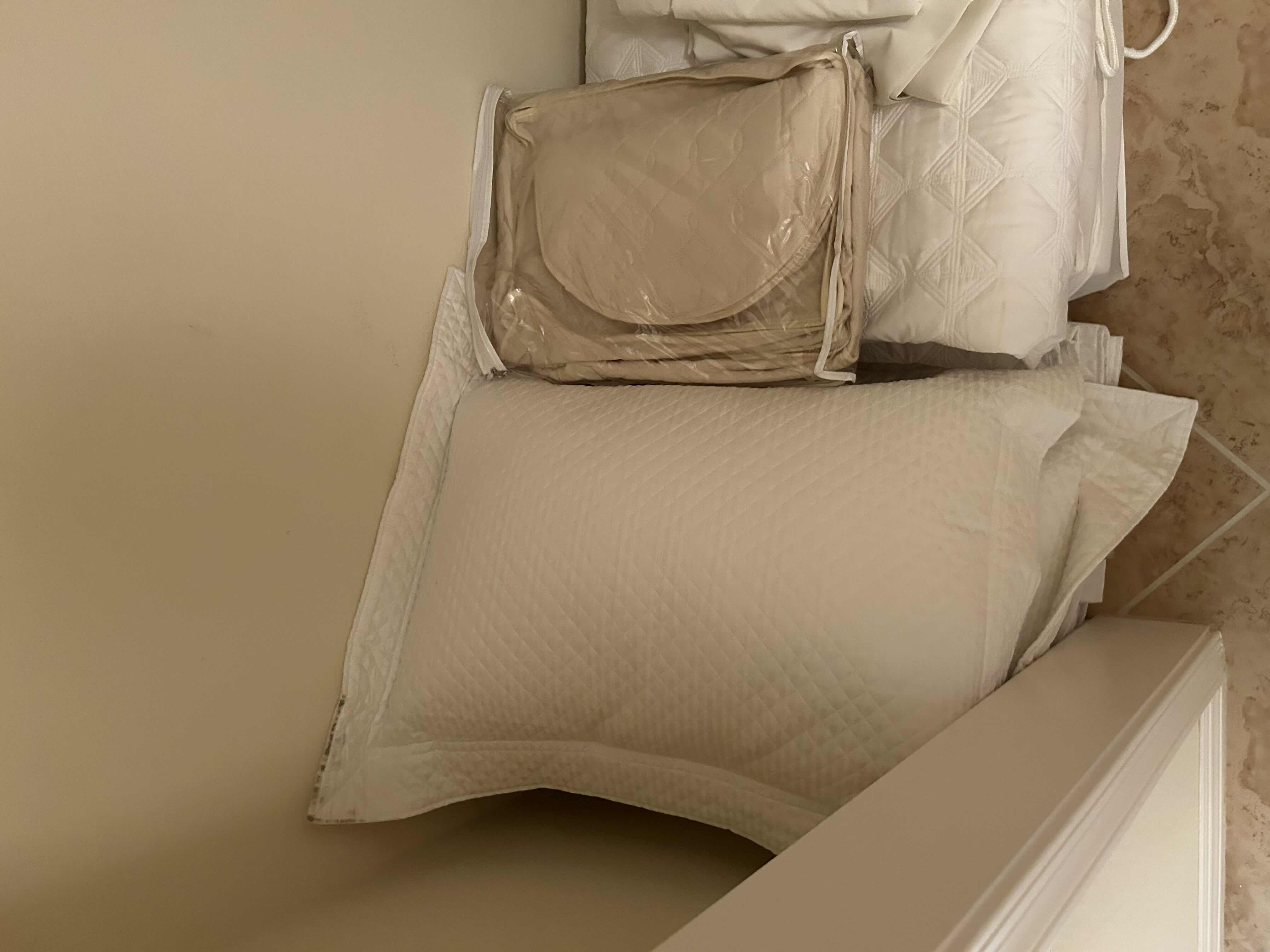 Photo 1 of CONTENTS OF CLOSET WHITE BEDDING