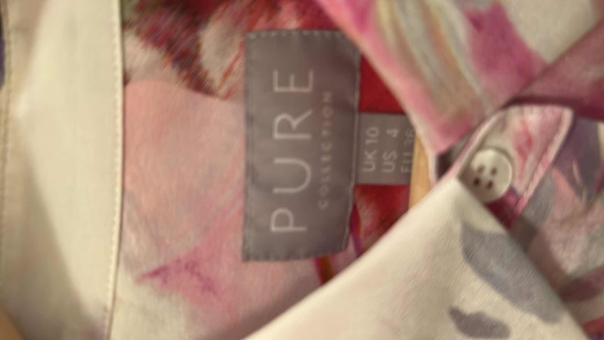 Photo 1 of ELEGANT PINK FLORAL SILK BUTTON DOWN BLOUSE FROM PURE COLLECTION SIZE 4