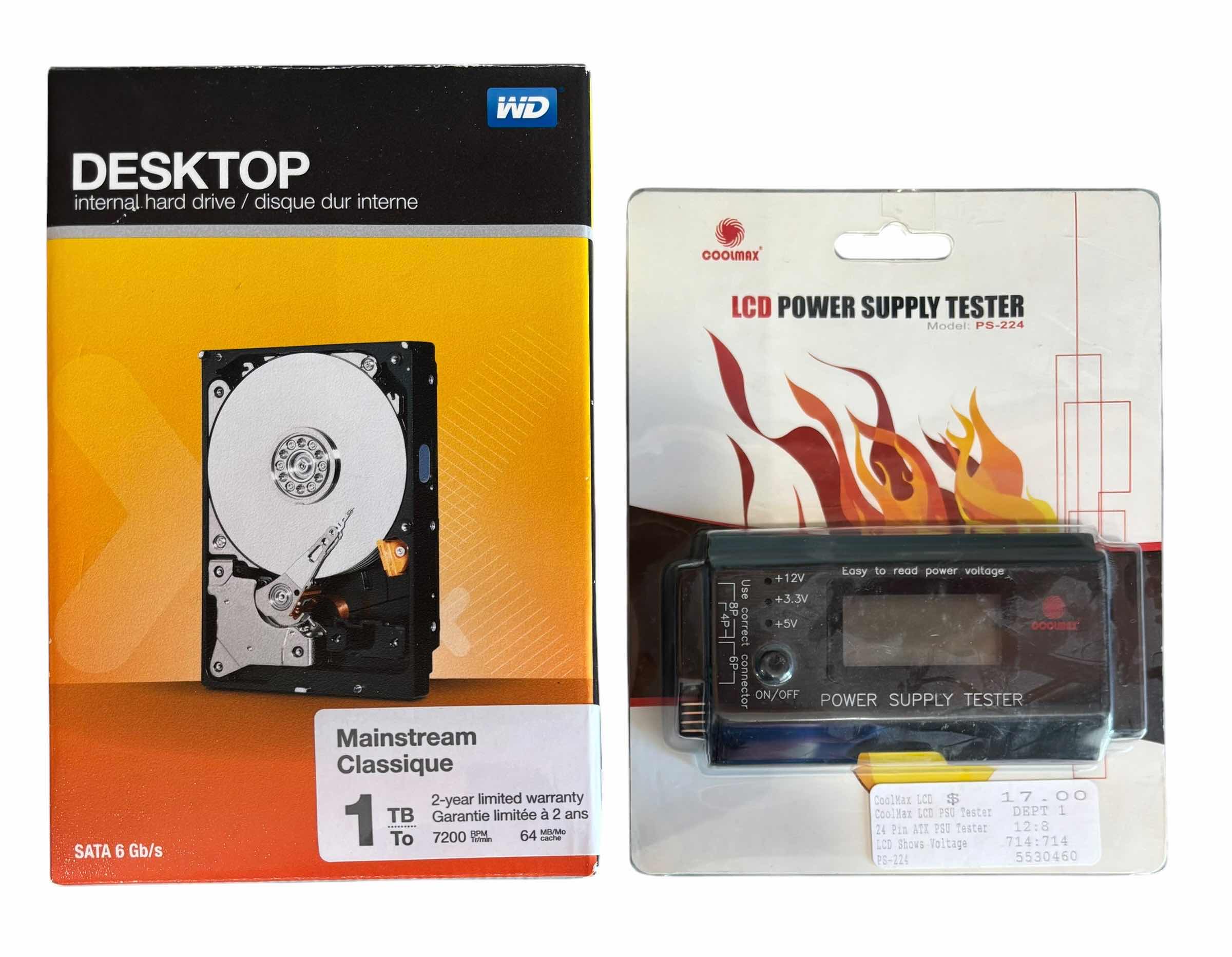 View 1 of NIB DESKTOP INTERNAL HARD DRIVE & COOLMAX POWER SUPPLY TESTER $100