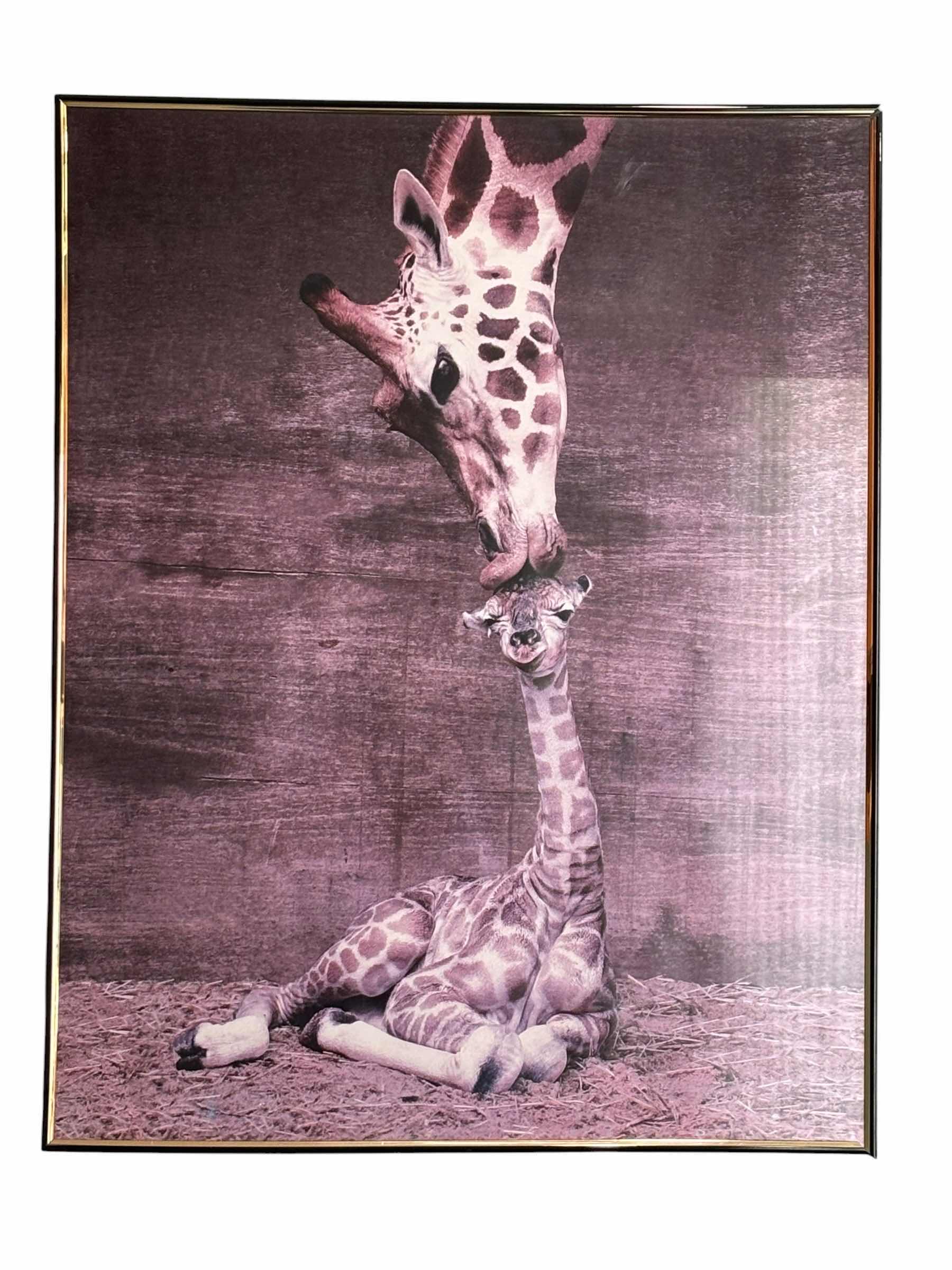 Photo 1 of ART PIECE DEPICTING MOTHER GIRAFFE & BABY 23” X H28”