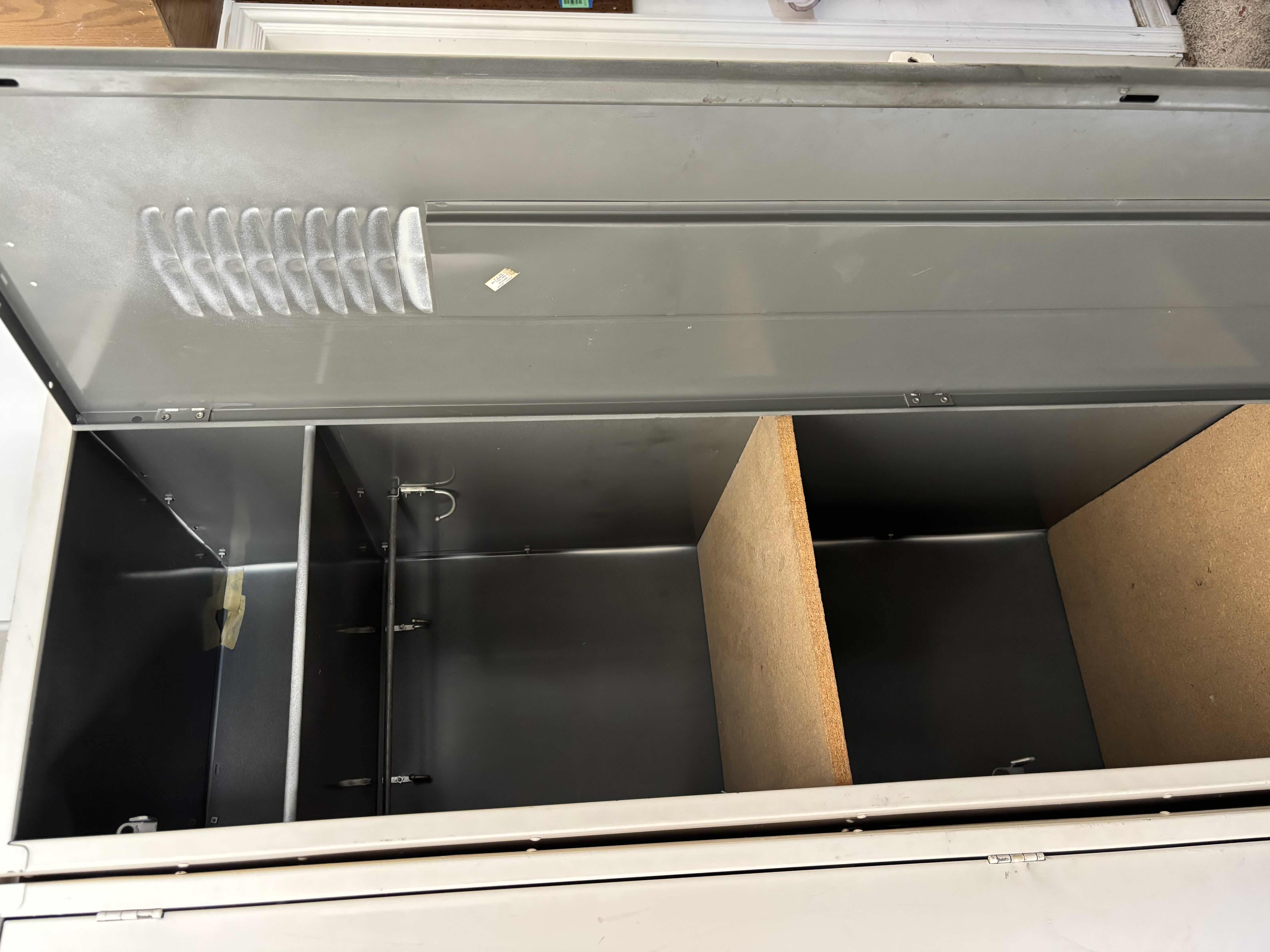 View 2 of FREESTANDING METAL LOCKER WITH WOOD SHELVING 18” X 24” X H77.5” $280