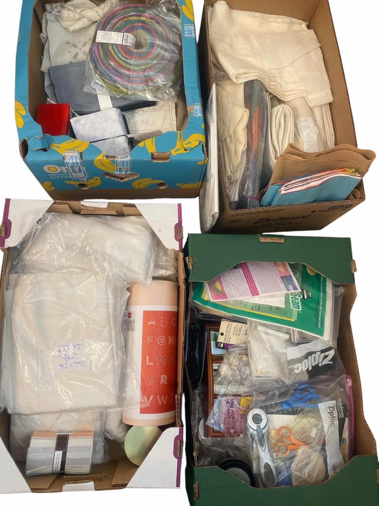 Photo 1 of FOUR BOXES OF FABRIC AND CRAFTING SUPPLIES