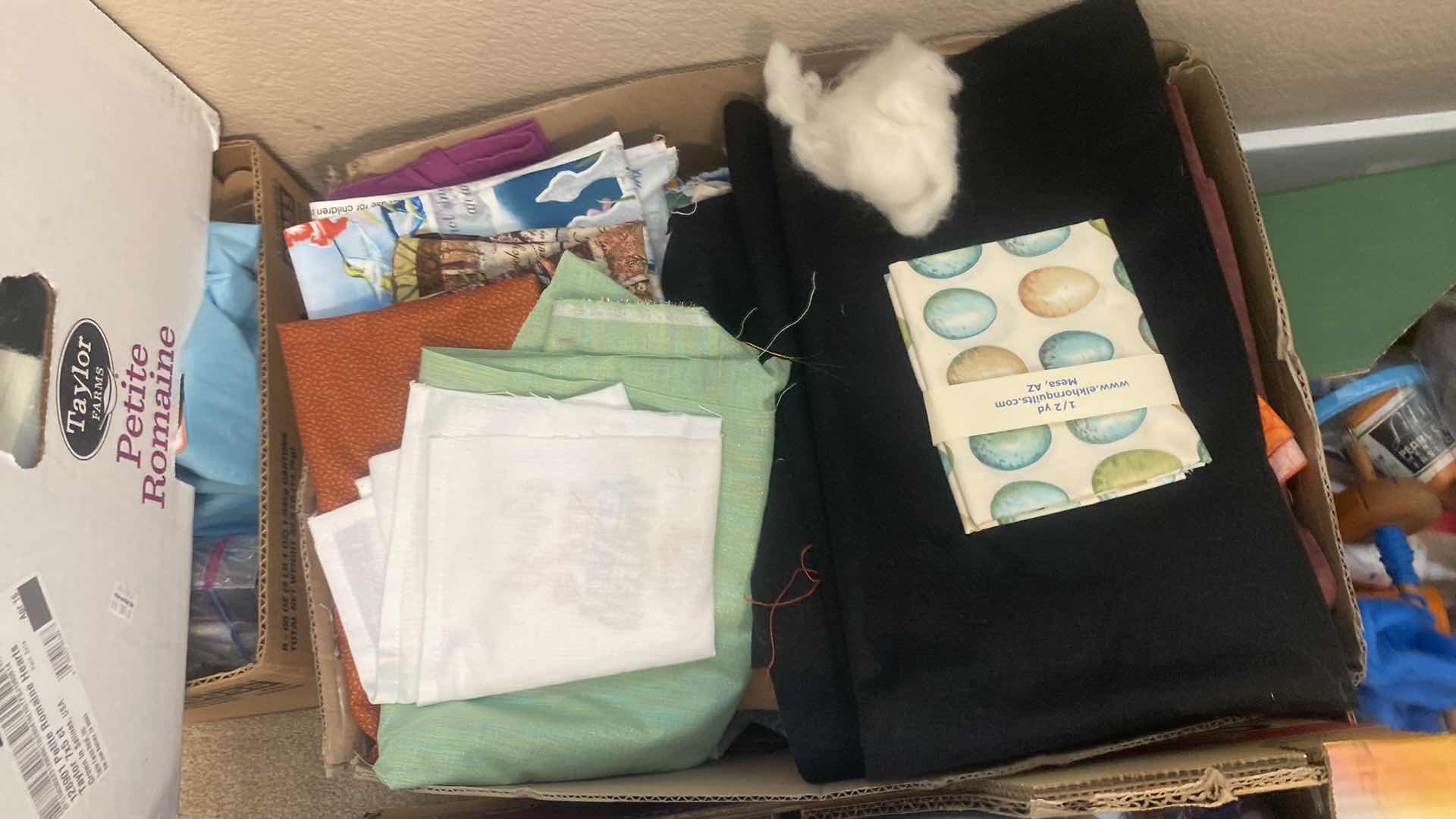 Photo 1 of FOUR BOXES OF FABRIC CHUNKY YARN AND CRAFTING SUPPLIES