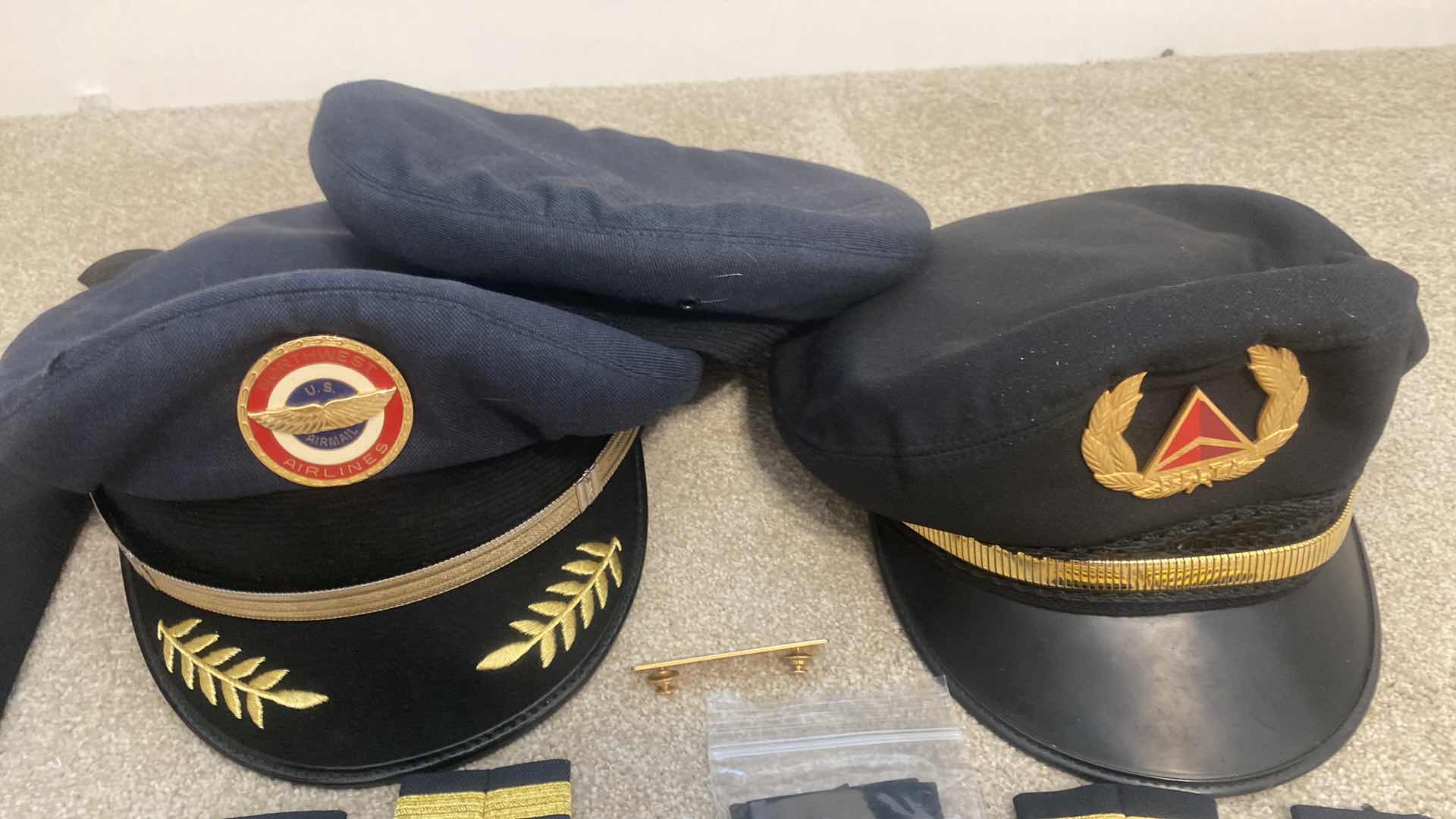 Photo 1 of AIRLINE PILOT HATS AND PINS