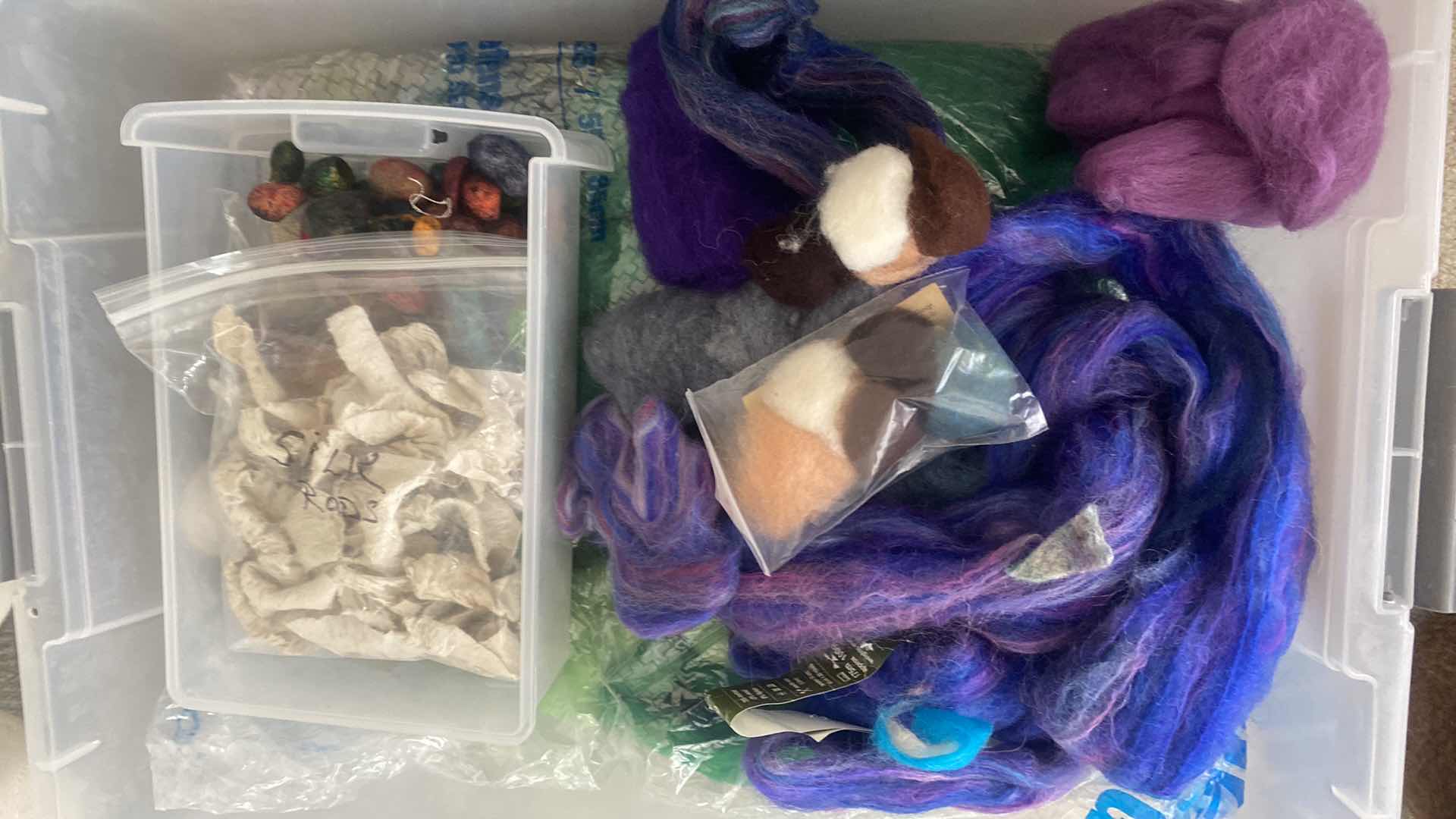 Photo 1 of TOTES OF YARN FOR CRAFTS (2)
