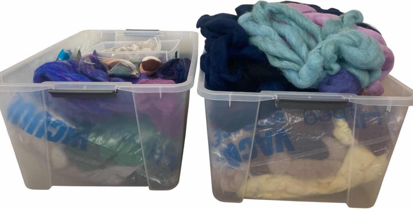 Photo 1 of TOTES OF YARN FOR CRAFTS (2)