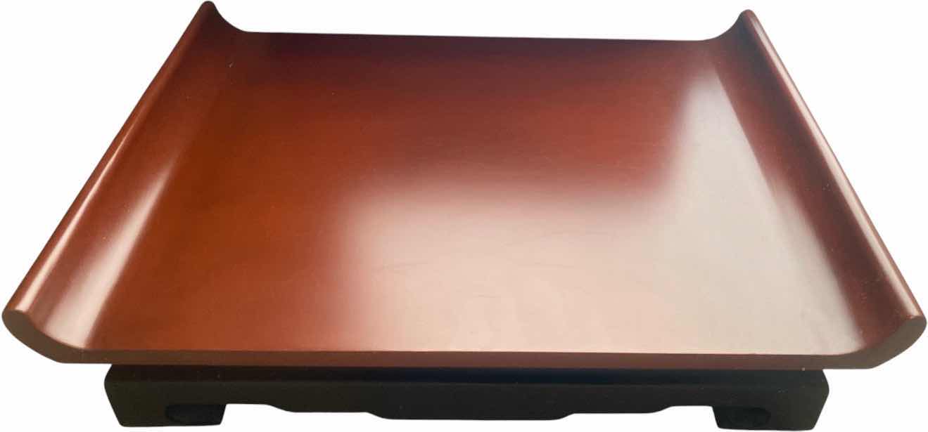 Photo 1 of SOLID WOOD TRAY WITH DARK MAT FINISH AND RAISED EDGES WITH CUSHION 16 1/2“ X 12“ H4”