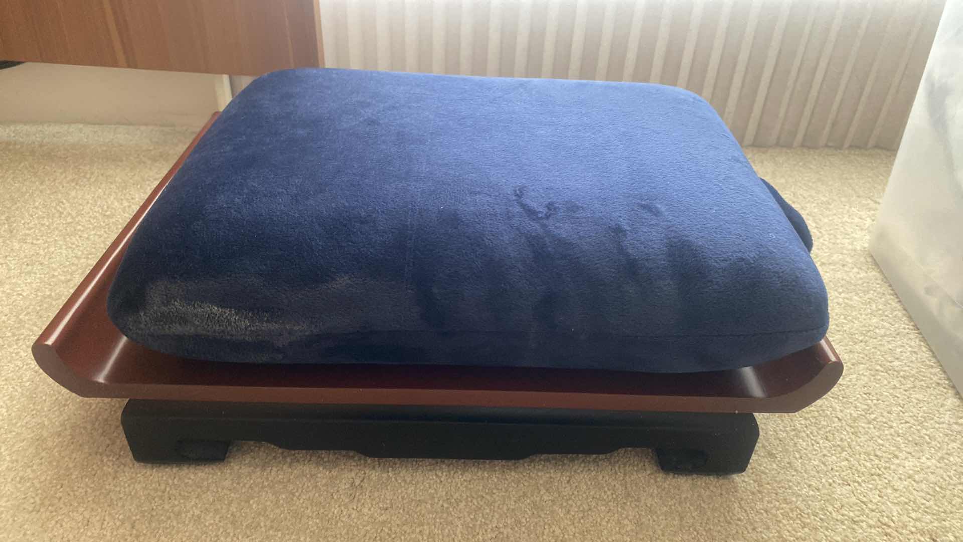 Photo 1 of SOLID WOOD TRAY WITH DARK MAT FINISH AND RAISED EDGES WITH CUSHION 16 1/2“ X 12“ H4”