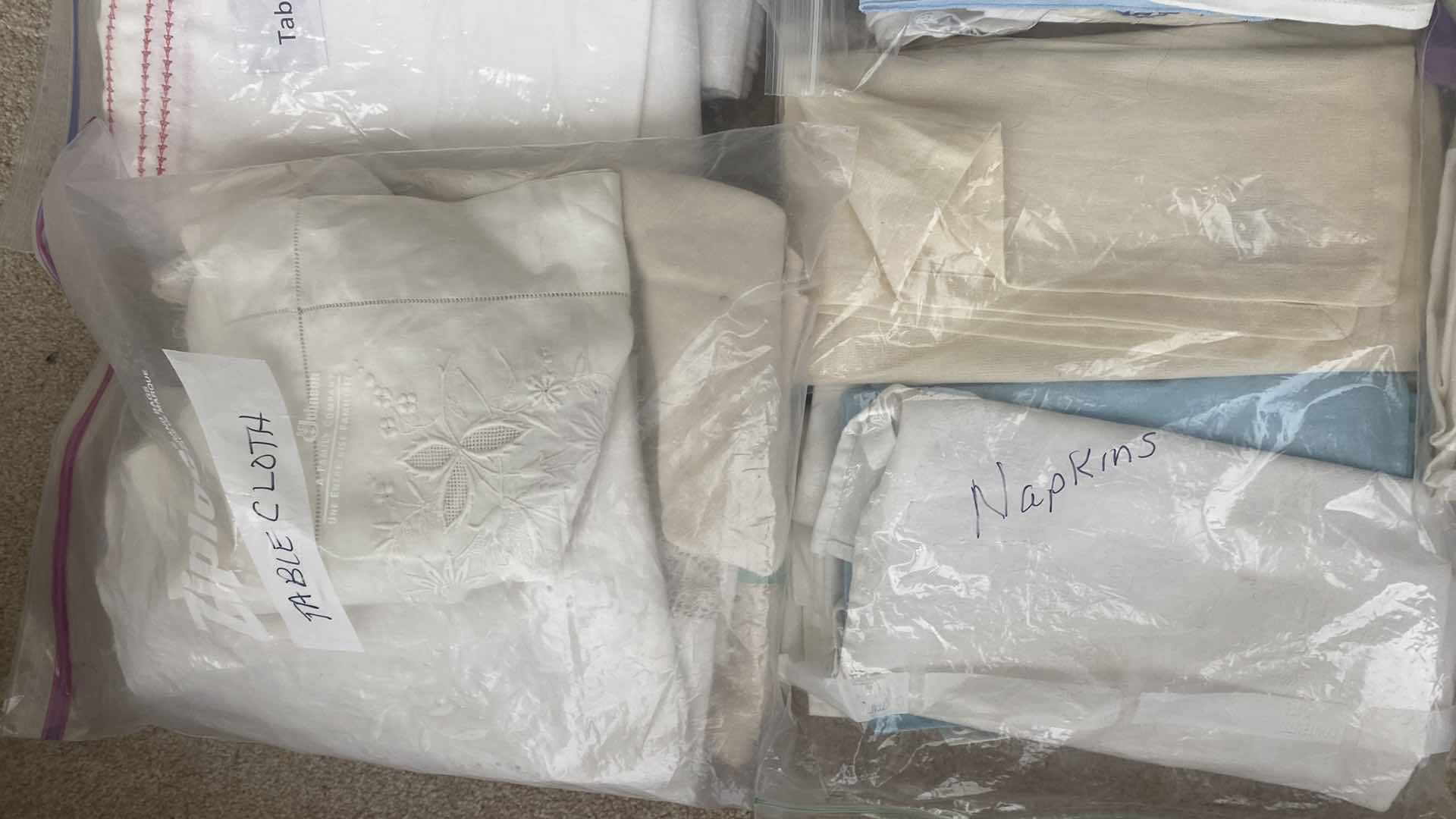 Photo 1 of LINENS-TABLE CLOTHS, TABLE, RUNNERS, TEA TOWELS, NAPKINS & PILLOWCASES