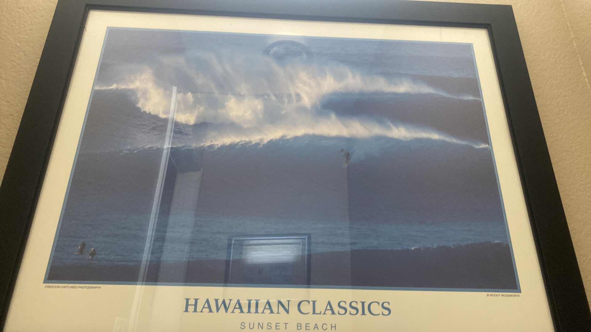 Photo 1 of VINTAGE FRAMED HAWAIIAN CLASSICS SUNSET BEACH CREATION, CAPTURED PHOTOGRAPHY, DECEMBER 1989 ARTWORK 27“ X 21“