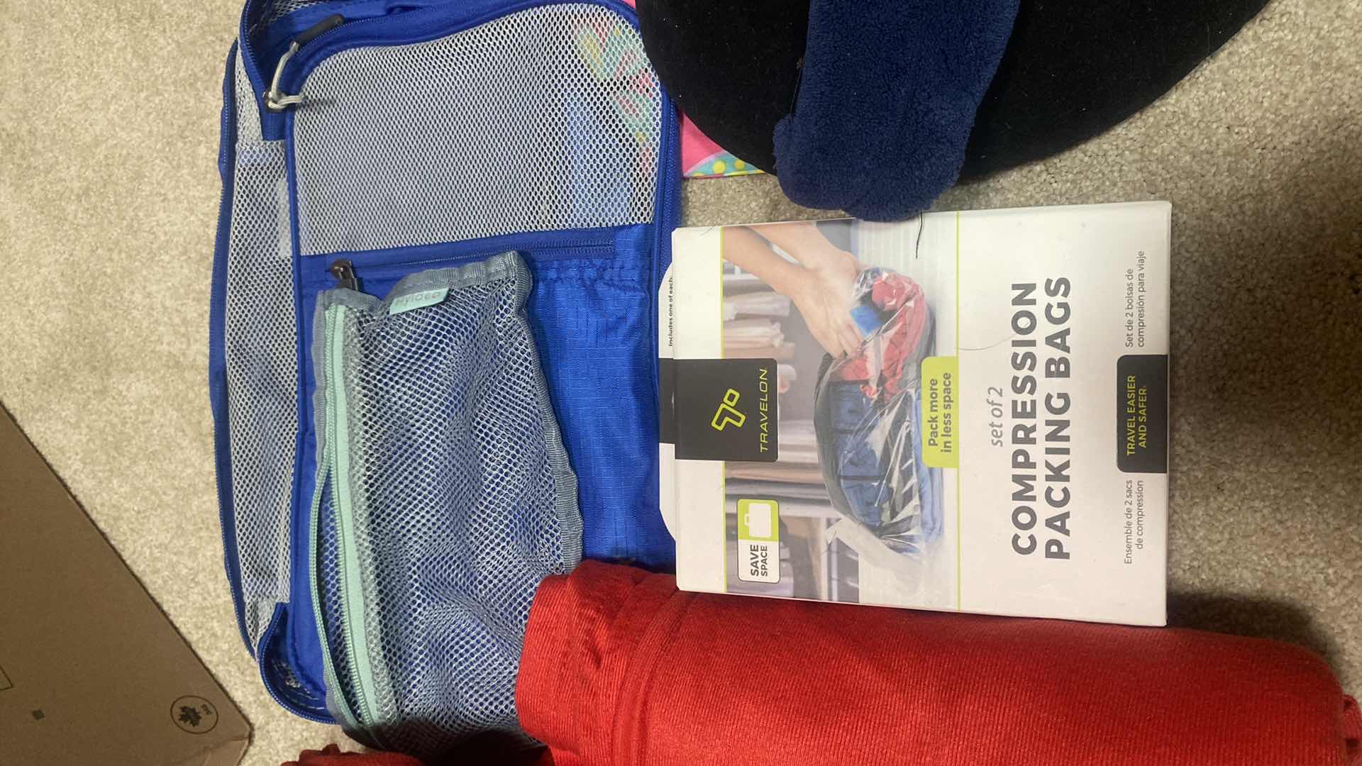Photo 1 of TRAVEL ACCESSORIES-BLANKETS COMPRESSION BAGS, EYE MASK & BELT BAG