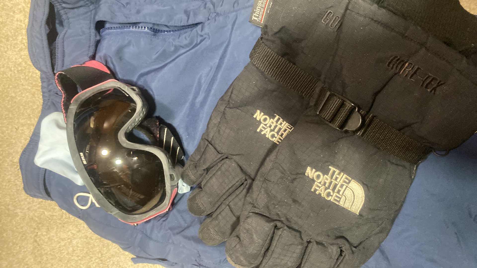 Photo 1 of MEN’S CB SPORTS SKI PANTS SIZE 34 WITH NORTHFACE GLOVES SPY GOGGLES, WOOL SOCKS AND HAT