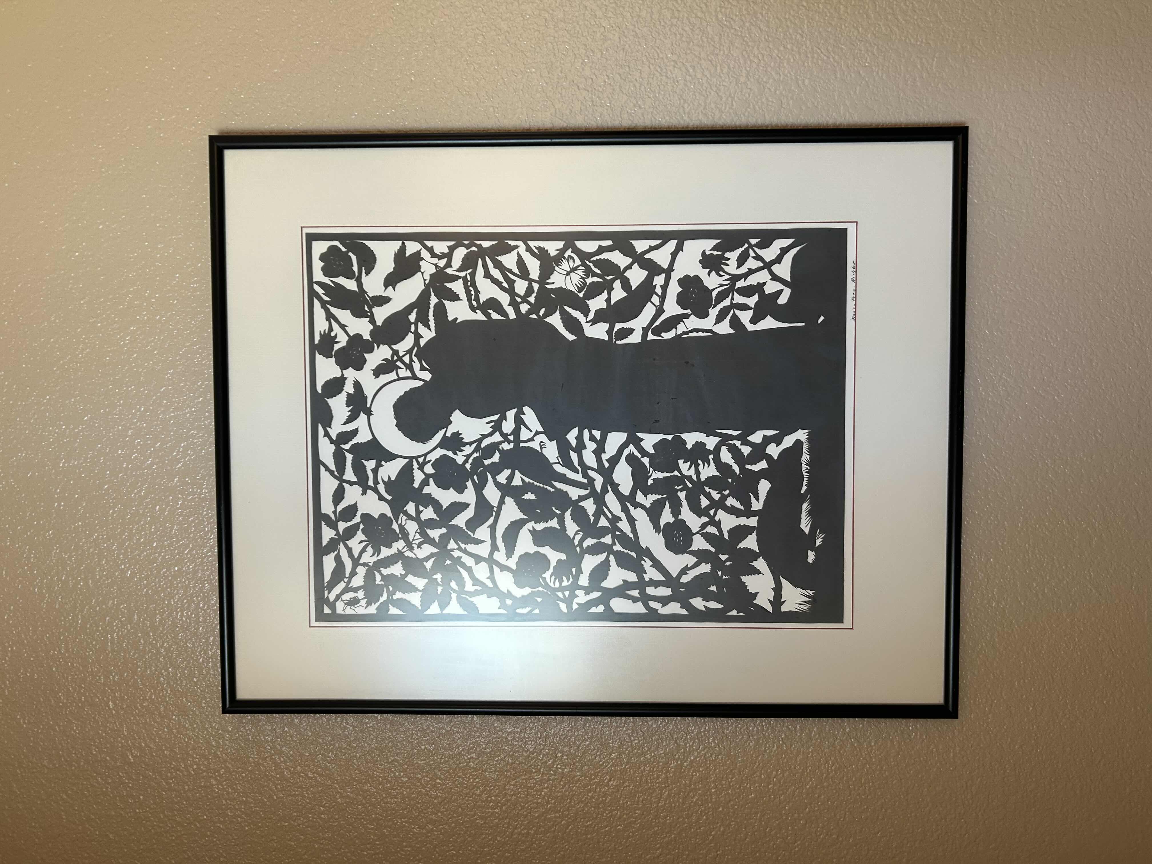 Photo 1 of BLACK FRAMED PAPERCUT SILHOUETTE ART 22" X 27"