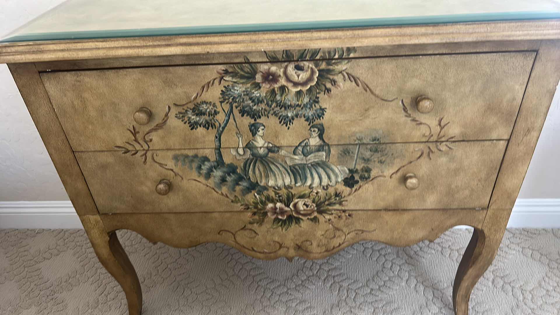 Photo 1 of AA IMPORTING HAND-PAINTED FRENCH LOUIS XV STYLE ACCENT PASTORAL SCENE CHEST COMMODE 38 1/2“ x 16“ x H32“