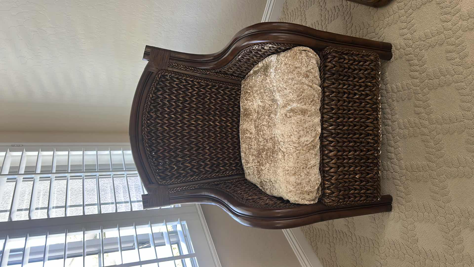 Photo 1 of PIER 1 RATTAN ACCENT CHAIR W FLORAL RED CUSHION 31“ x 27“ x H39“ $325