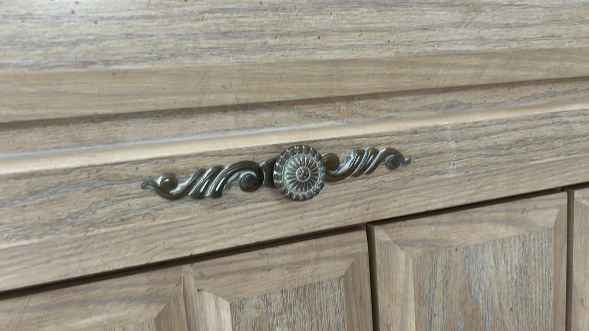 Photo 1 of LIGHT OAK GENTLEMAN’S CHEST WITH MULTIPLE DRAWERS AND CABINET DOOR  43” x  16 1/2” x  H61”