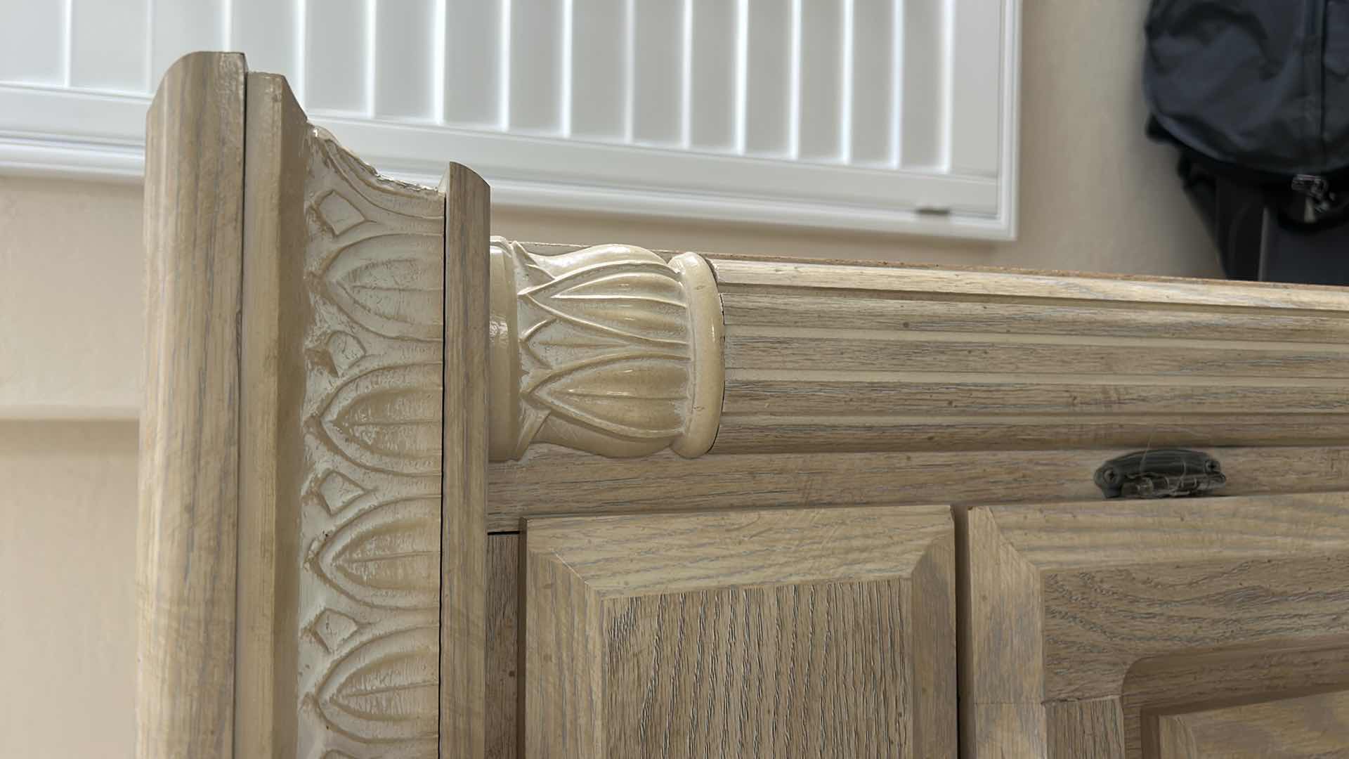 Photo 1 of LIGHT OAK GENTLEMAN’S CHEST WITH MULTIPLE DRAWERS AND CABINET DOOR  43” x  16 1/2” x  H61”