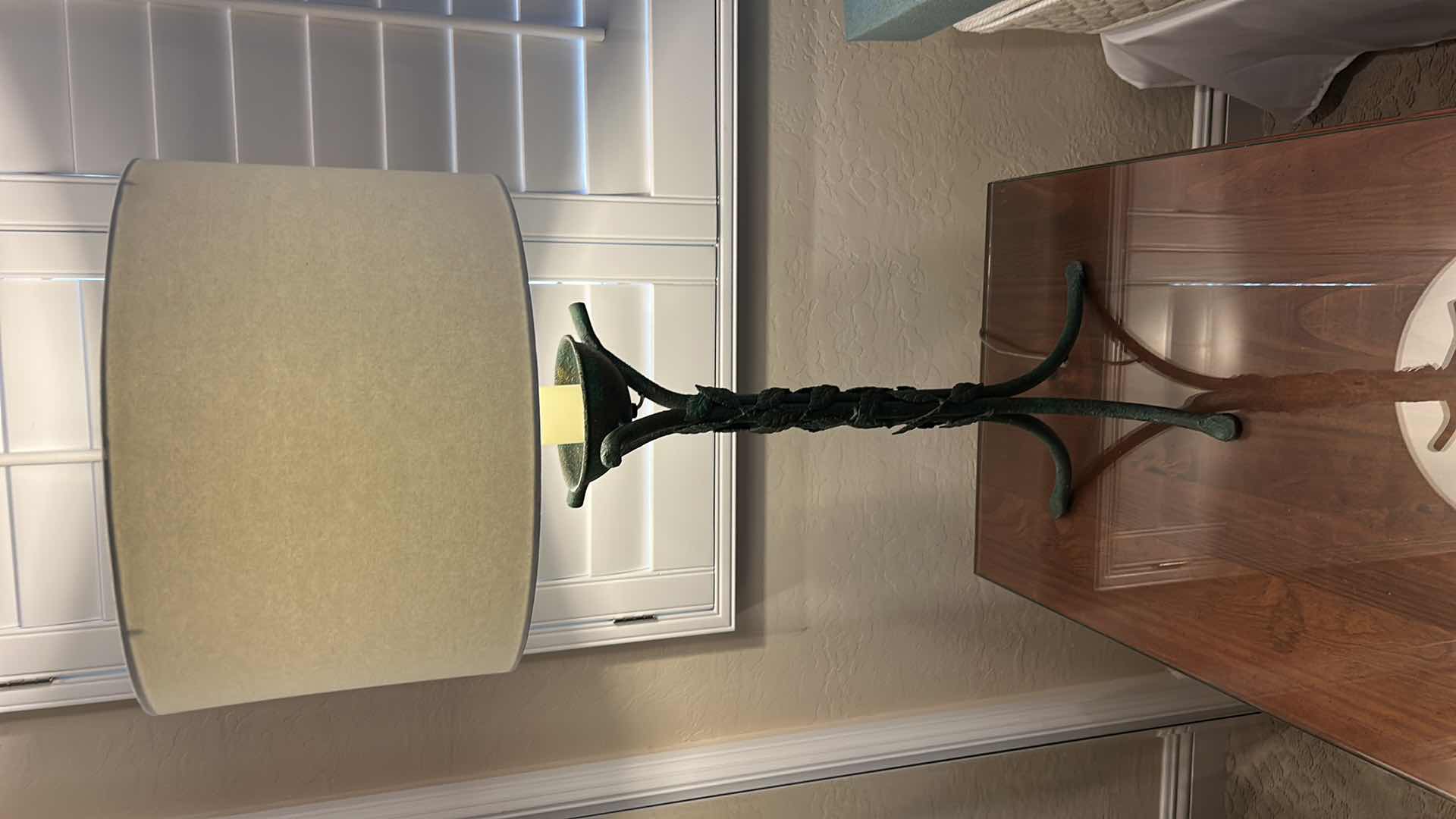 Photo 1 of DECORATIVE METAL CANDLE HOLDER STYLE TABLE LAMP WITH DRUM SHADE H36”