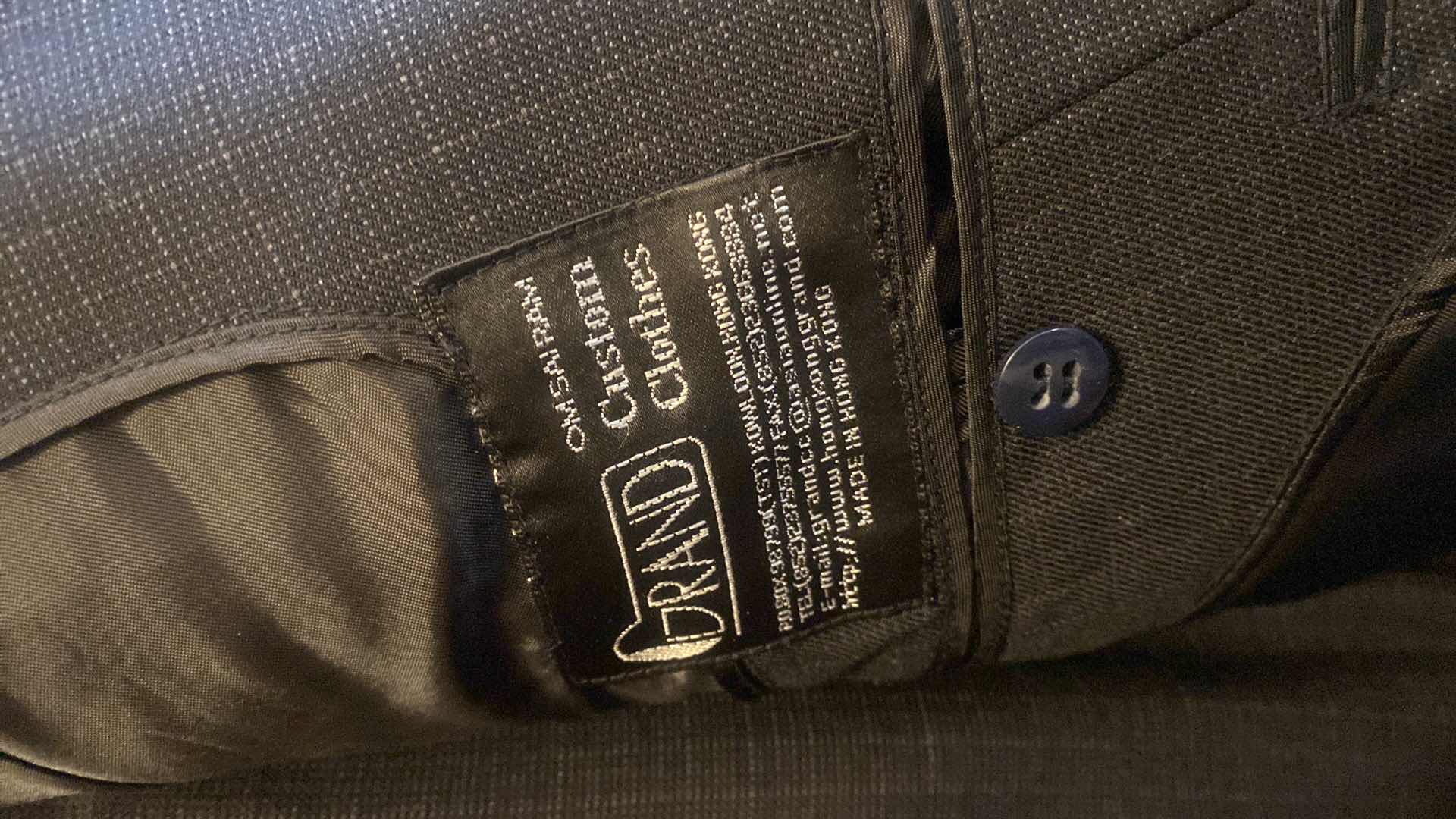 Photo 1 of MENS GRAND CUSTOM SUIT 100%WOOL MADE IN HONG KONG EST SIZE JACKET 40/42 PANTS 33/34