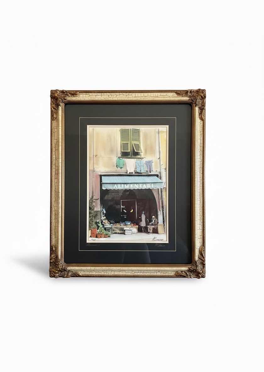 Photo 1 of CRACKLED GOLD FRAMED “ALIMENTARI” SIGNED BY MARTIN ROBERTS & NUMBERED ARTWORK 27” x 30”