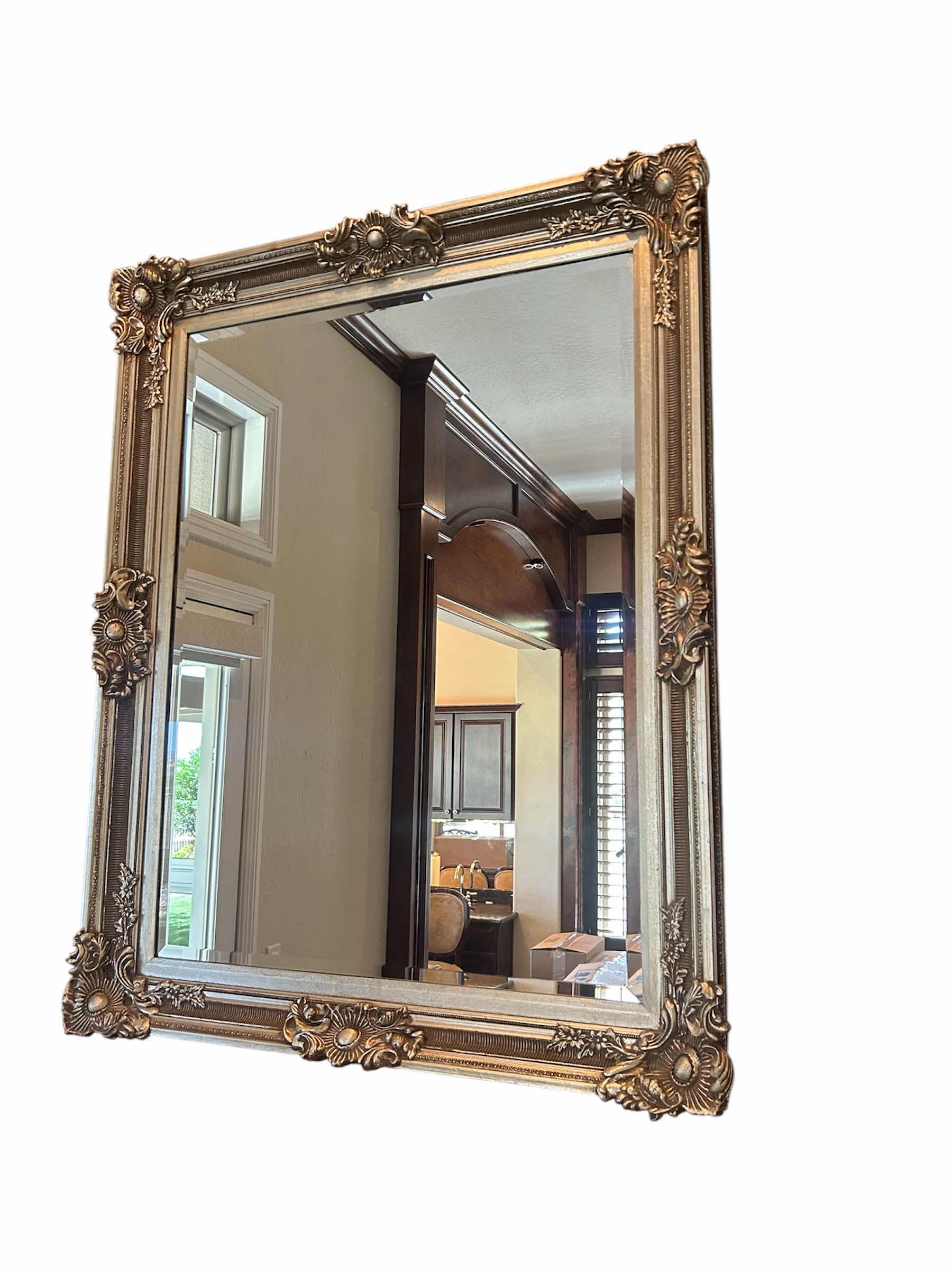 Photo 1 of RECTANGULAR BAROQUE STYLE WALL MIRROR W ORNATE DETAILED ANTIQUE GOLD FRAME 3FT x 5FT $ 499