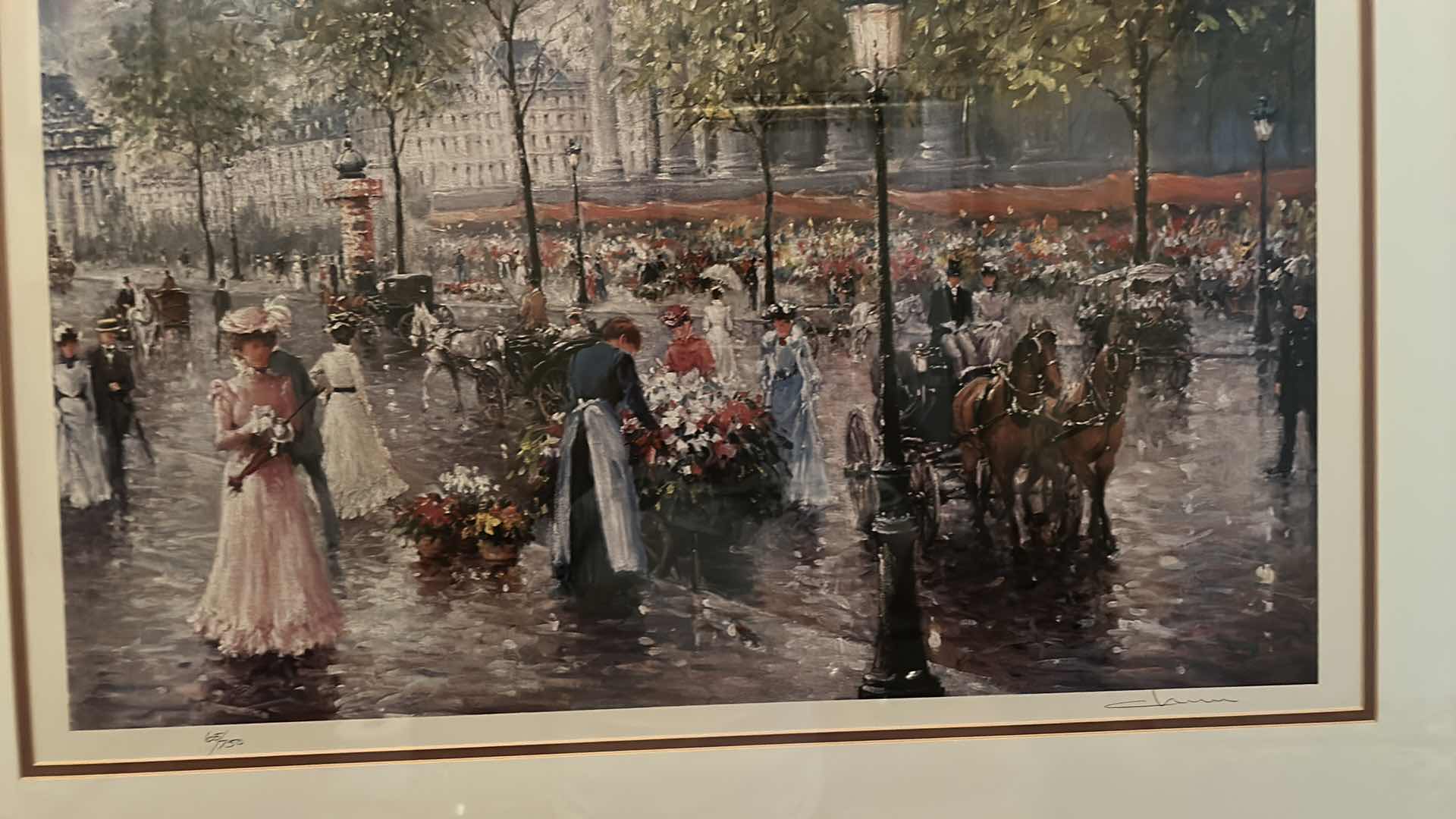 Photo 1 of FRAMED SIGNED AND NUMBERED LITHOGRAPH PARISIAN STREET SCENE ARTWORK,“BOULEVARD DE LA MADELINE” WITH CERTIFICATE OF AUTHENTICITY  34” x H28”