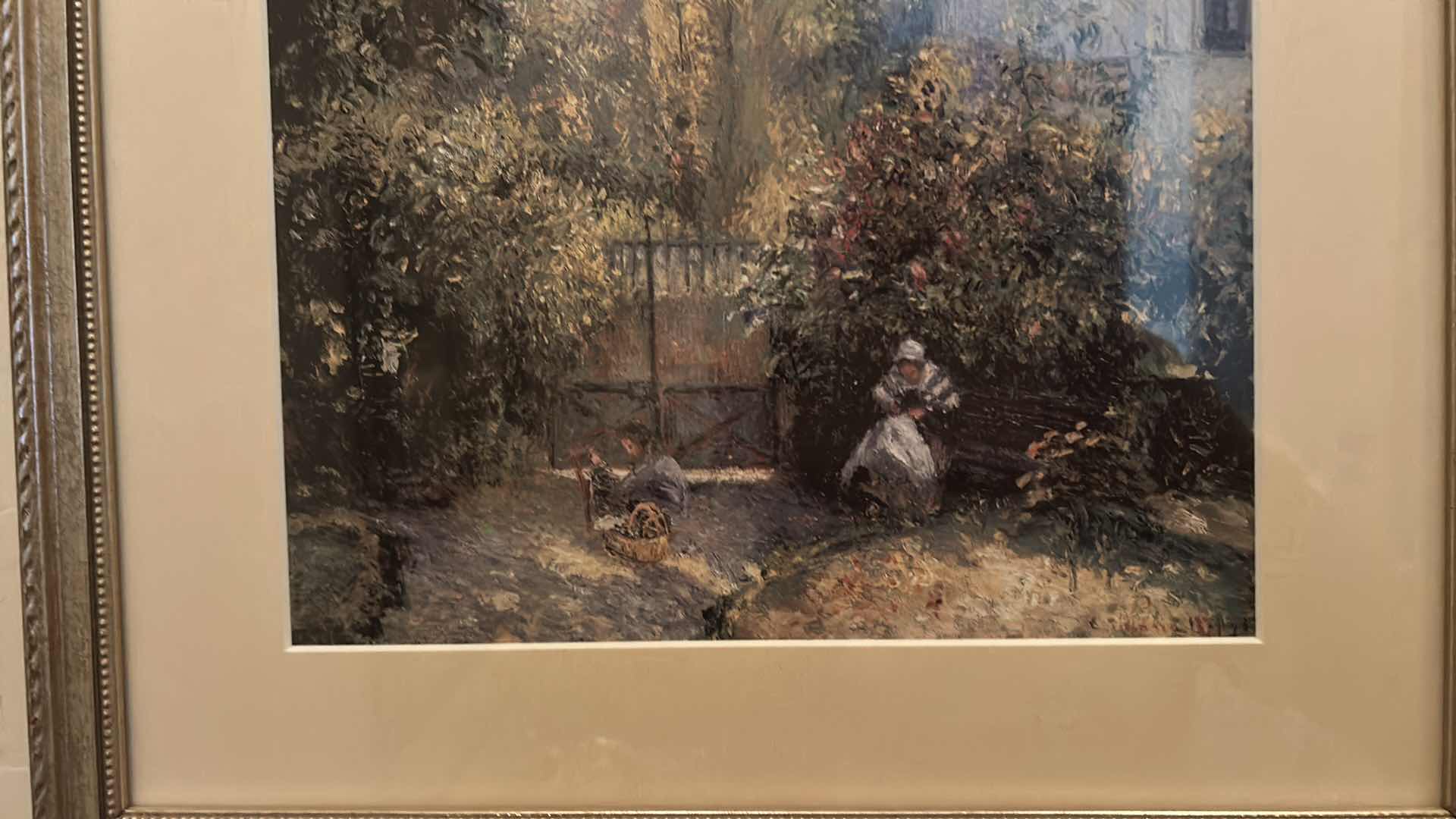 Photo 1 of FRAMED LANDSCAPE ART PRINT IN THE STYLE OF CLAUDE MONET’S “CAMILLE MONET IN THE GARDEN” ARTWORK 15 1/4” x H13 1/4”