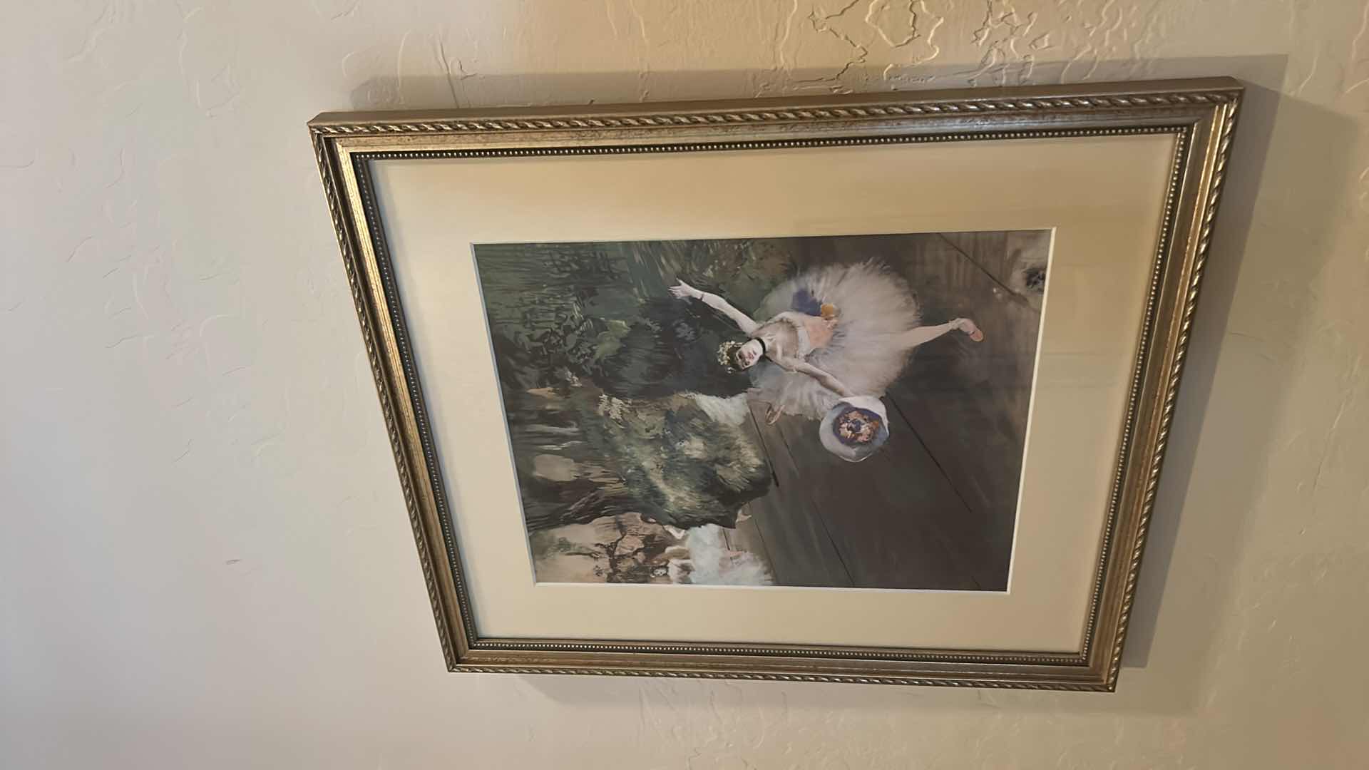 View 2 of GOLD FRAMED “DANCER WITH A BOUQUET OF FLOWERS” BY EDGAR DEGAS ARTWORK 14 1/4” x H16 1/2”