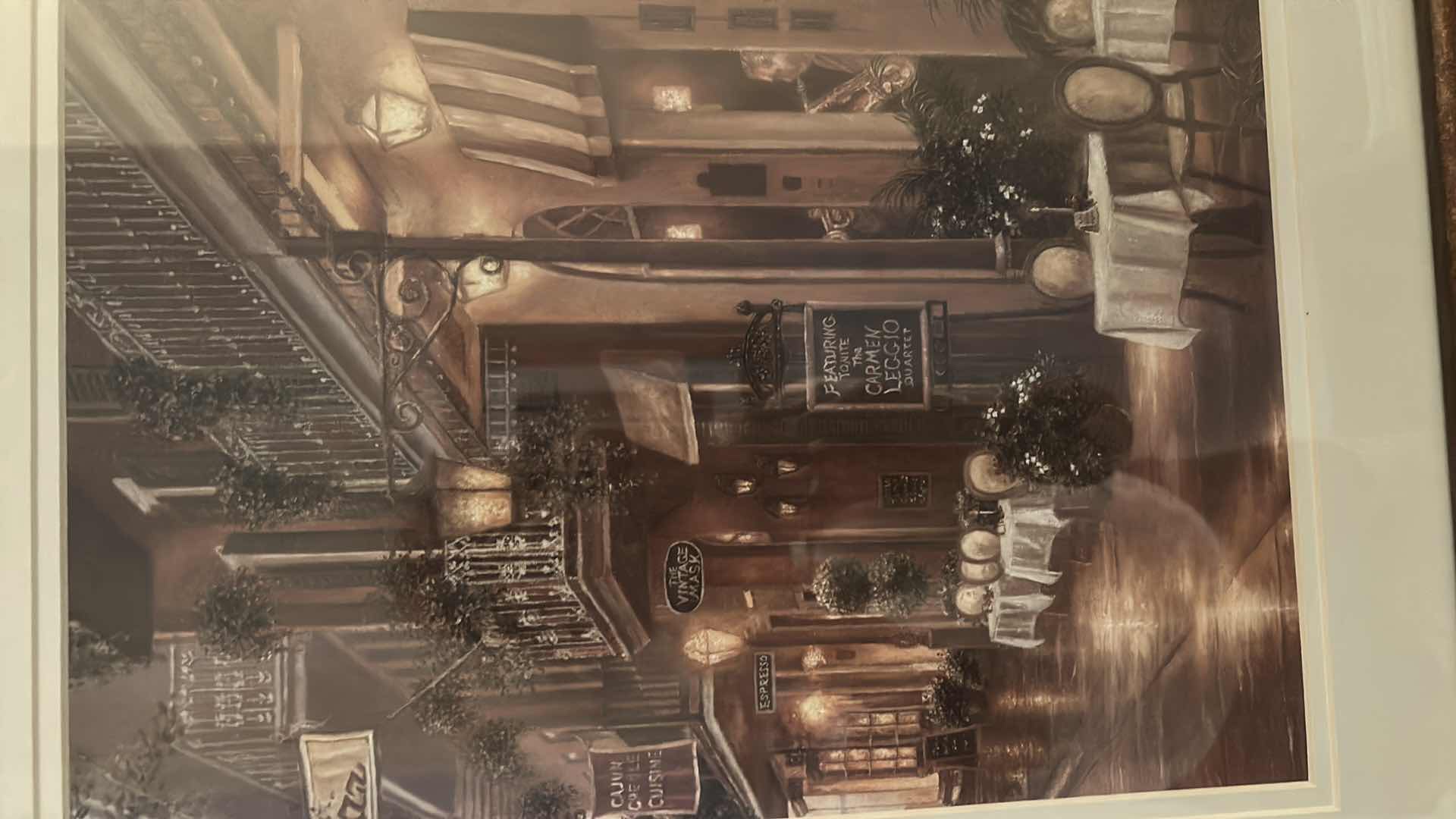 Photo 1 of DARK WOOD FRAMED ART PRINT TITLED “CARMEN LEGGIO NEW ORLEANS 1959” BY BETSY BROWN 22“ x H26”