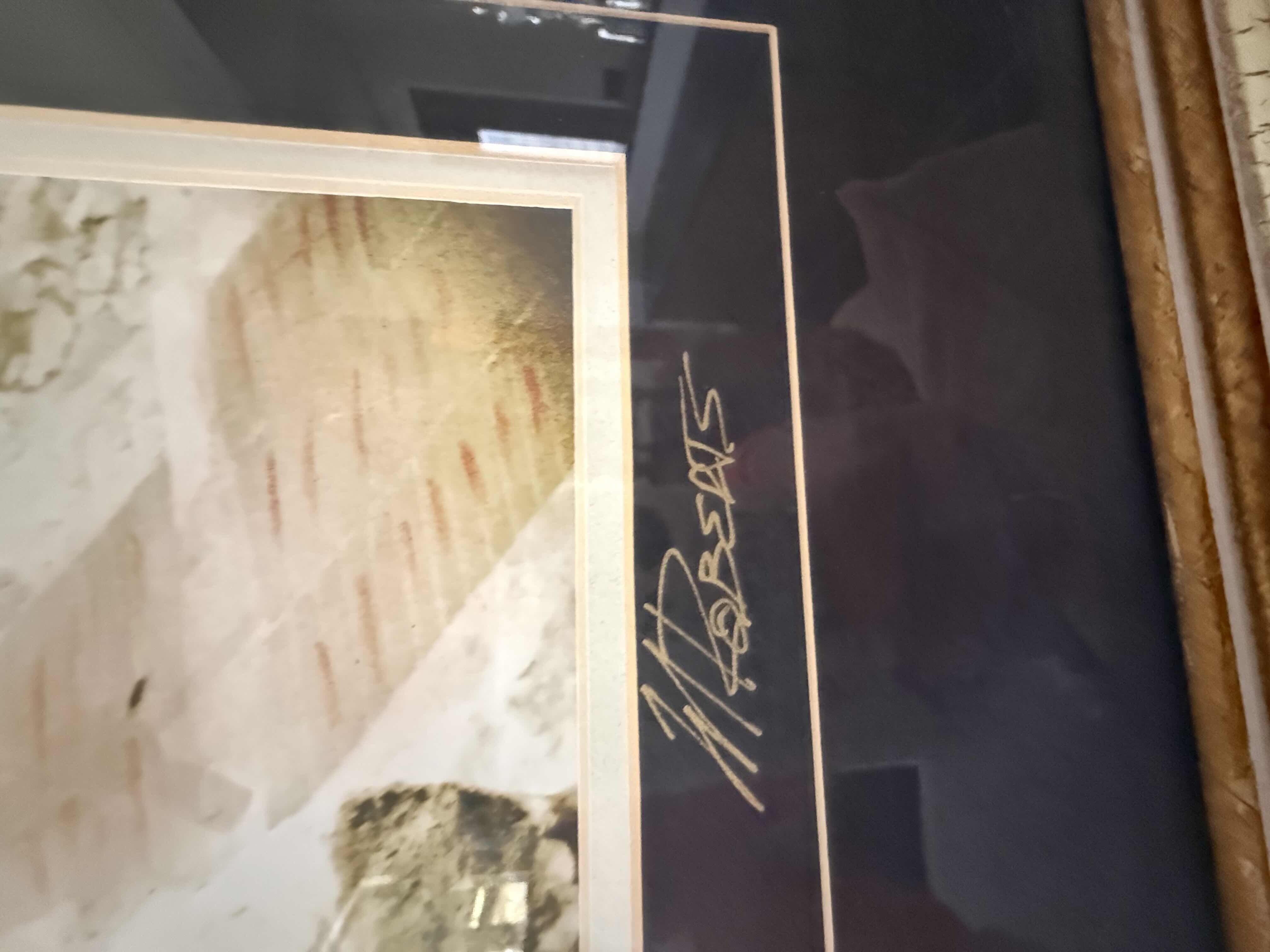 Photo 1 of CRACKLED GOLD FRAMED “DOG AT A RUG SHOP” SIGNED ARTIST MARTIN ROBERTS  & NUMBERED ARTWORK 31” x 38”