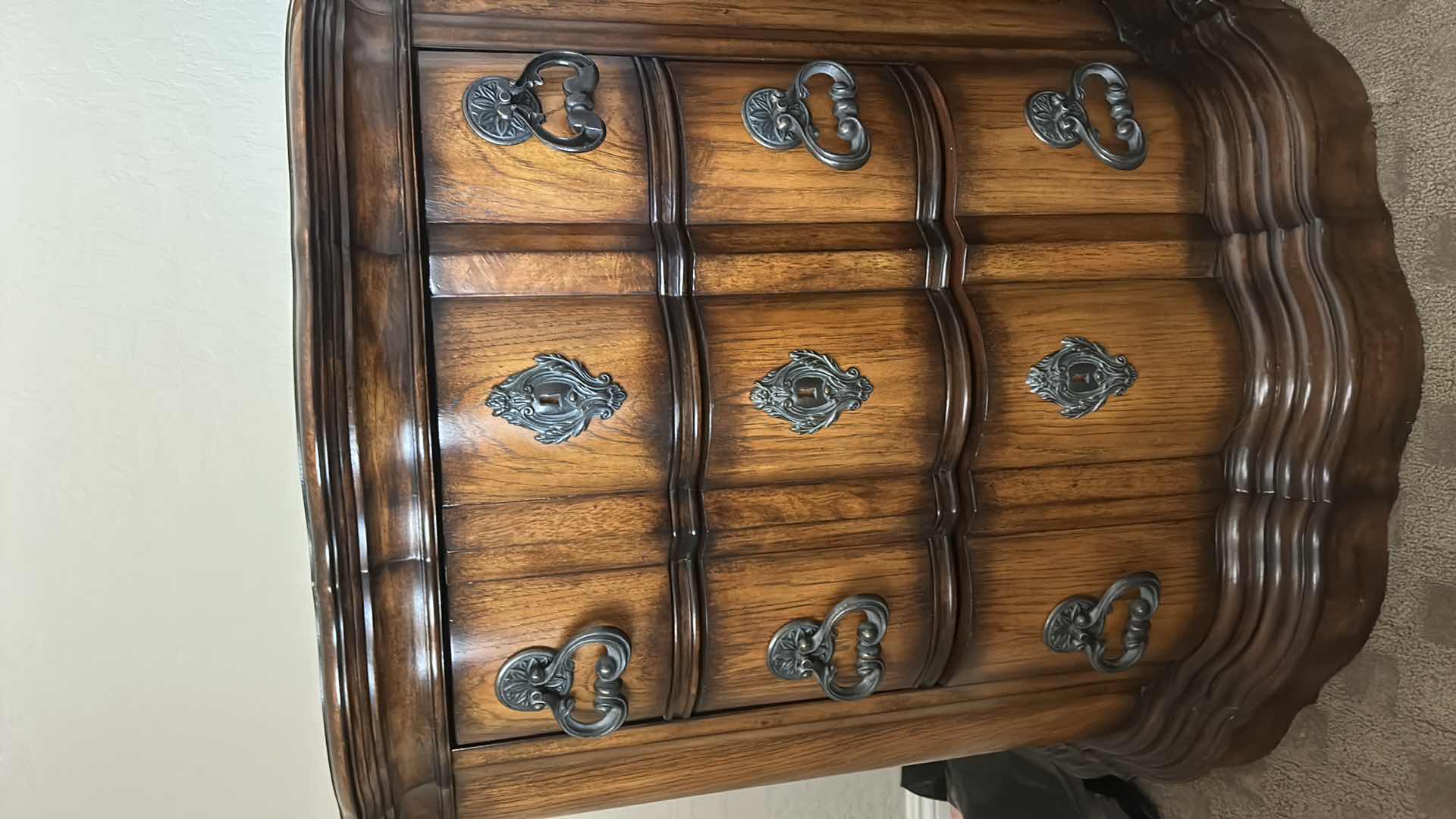 Photo 1 of PULASKI DEMILUNE (HALF-MOON) SHAPED ACCENT CHEST/NIGHTSTAND W HEAVY BRASS HARDWARE 40” x 21” x 36”