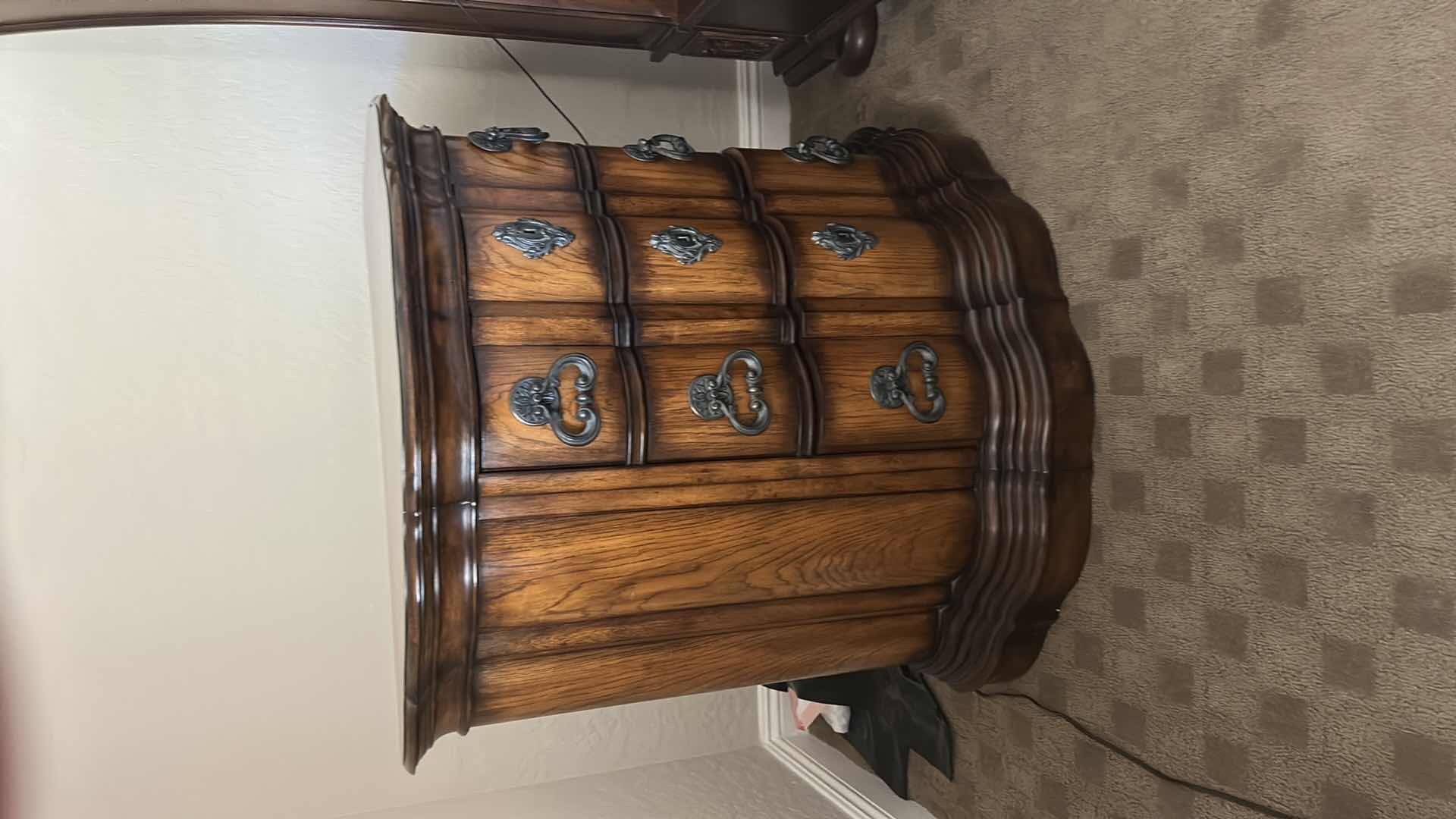 Photo 1 of PULASKI DEMILUNE (HALF-MOON) SHAPED ACCENT CHEST/NIGHTSTAND W HEAVY BRASS HARDWARE 40” x 21”  H36”