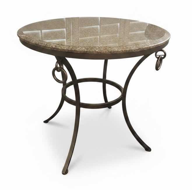 Photo 1 of GRANITE-TOPPED BISTROTABLE WITH DARK METAL FRAME 30” x H26.5”