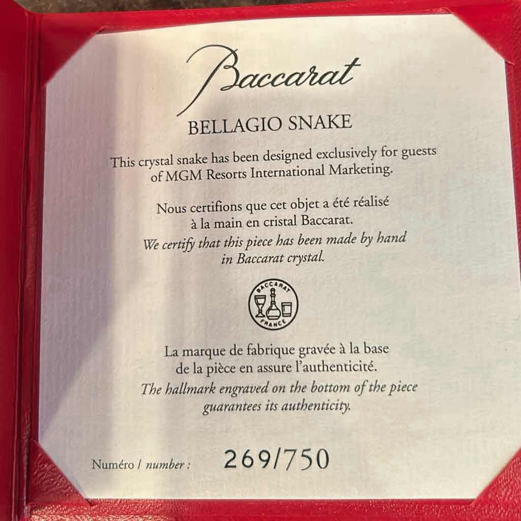 Photo 1 of CLEAR CRYSTAL BACCARAT COBRA H 6" IN ORIGINAL RED BOX NUMBERED