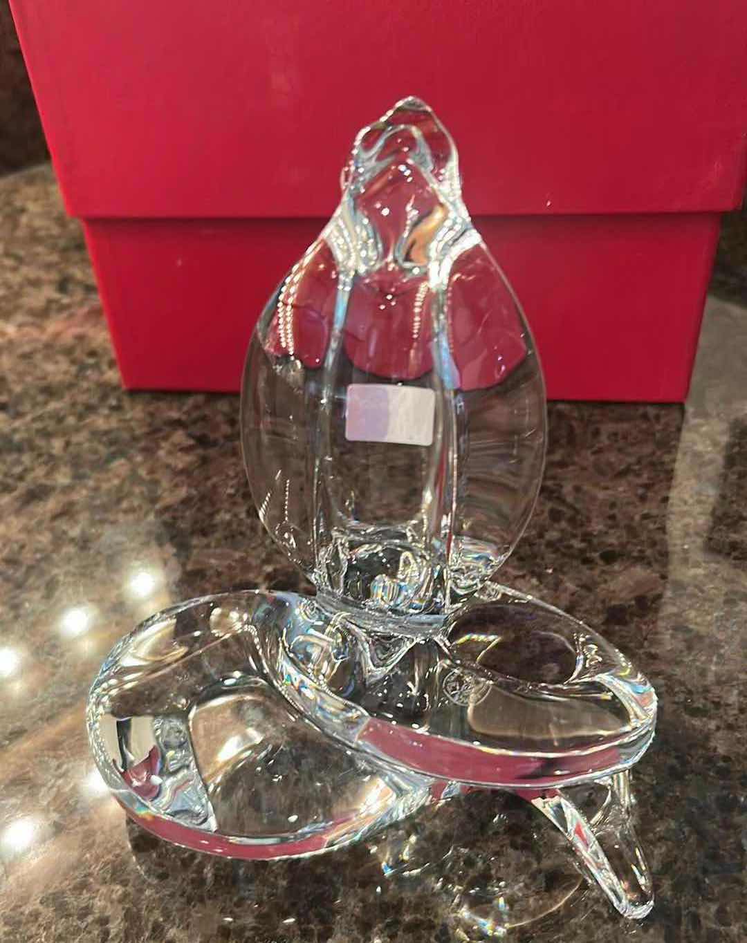 View 3 of BACCARAT CLEAR CRYSTAL COBRA SCULPTURE H 7" IN ORIGINAL RED BOX