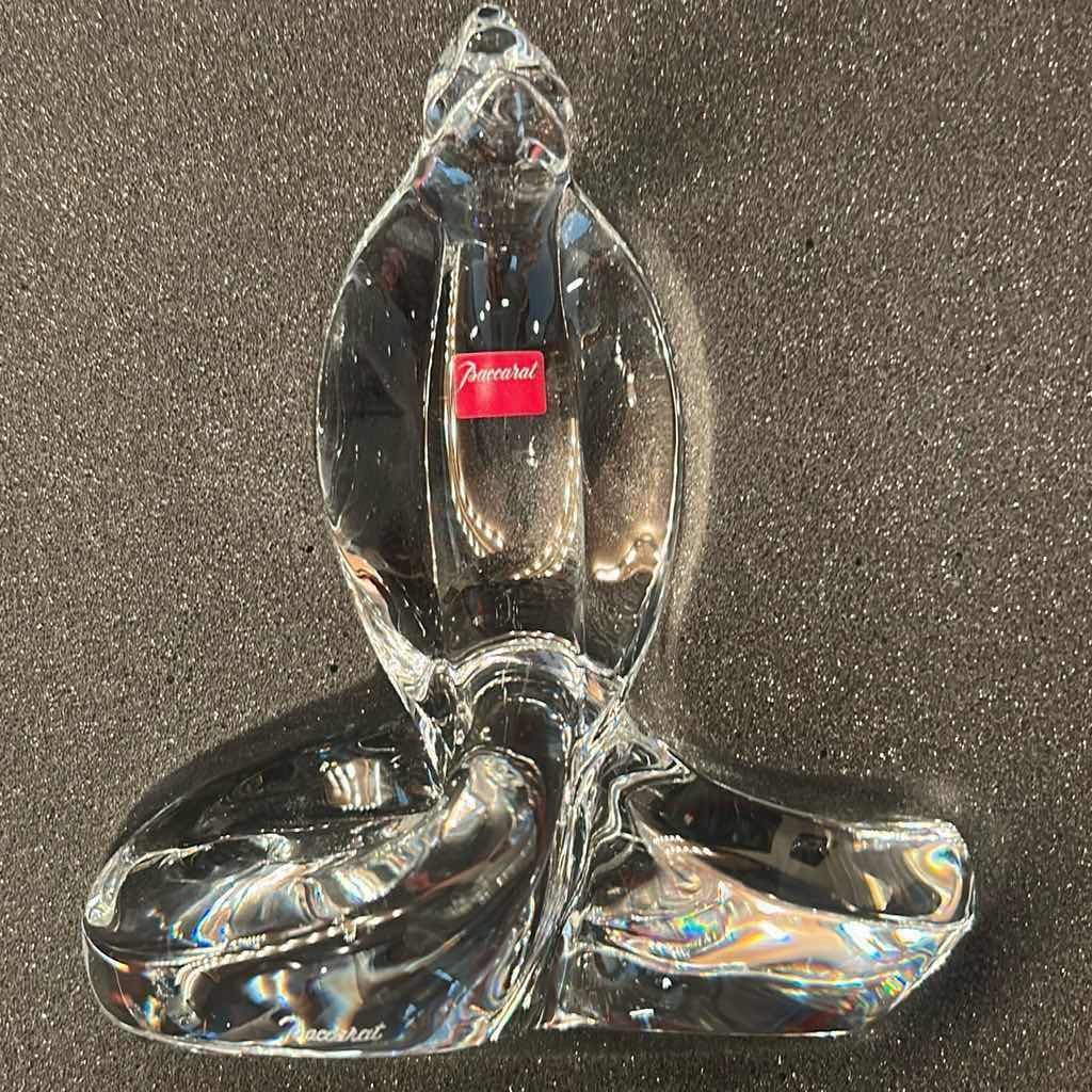 View 2 of BACCARAT CLEAR CRYSTAL COBRA SCULPTURE H 7" IN ORIGINAL RED BOX
