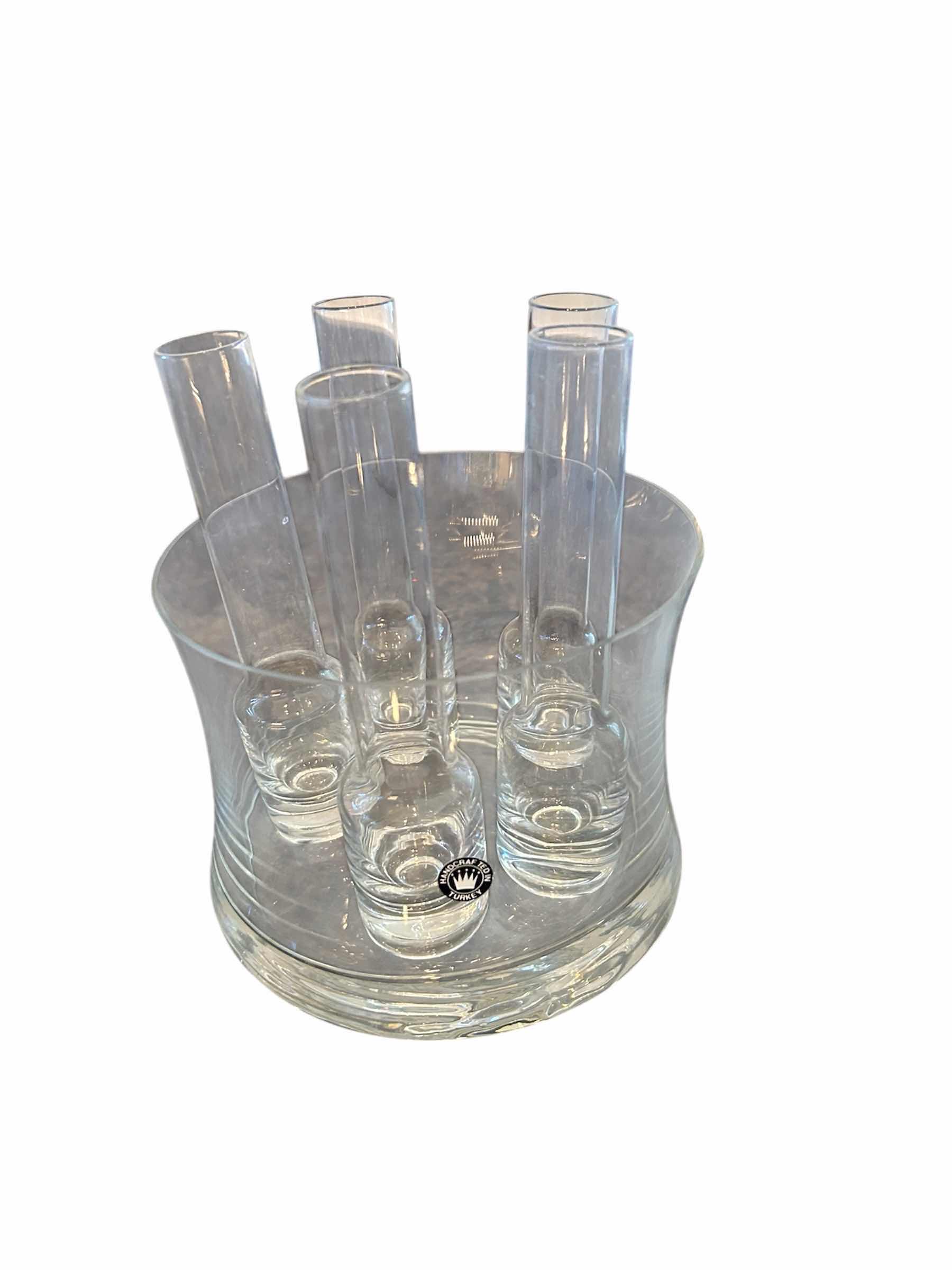 Photo 1 of HANDMADE TURKISH CRYSTAL VODKA SET W MATCHING BUCKET