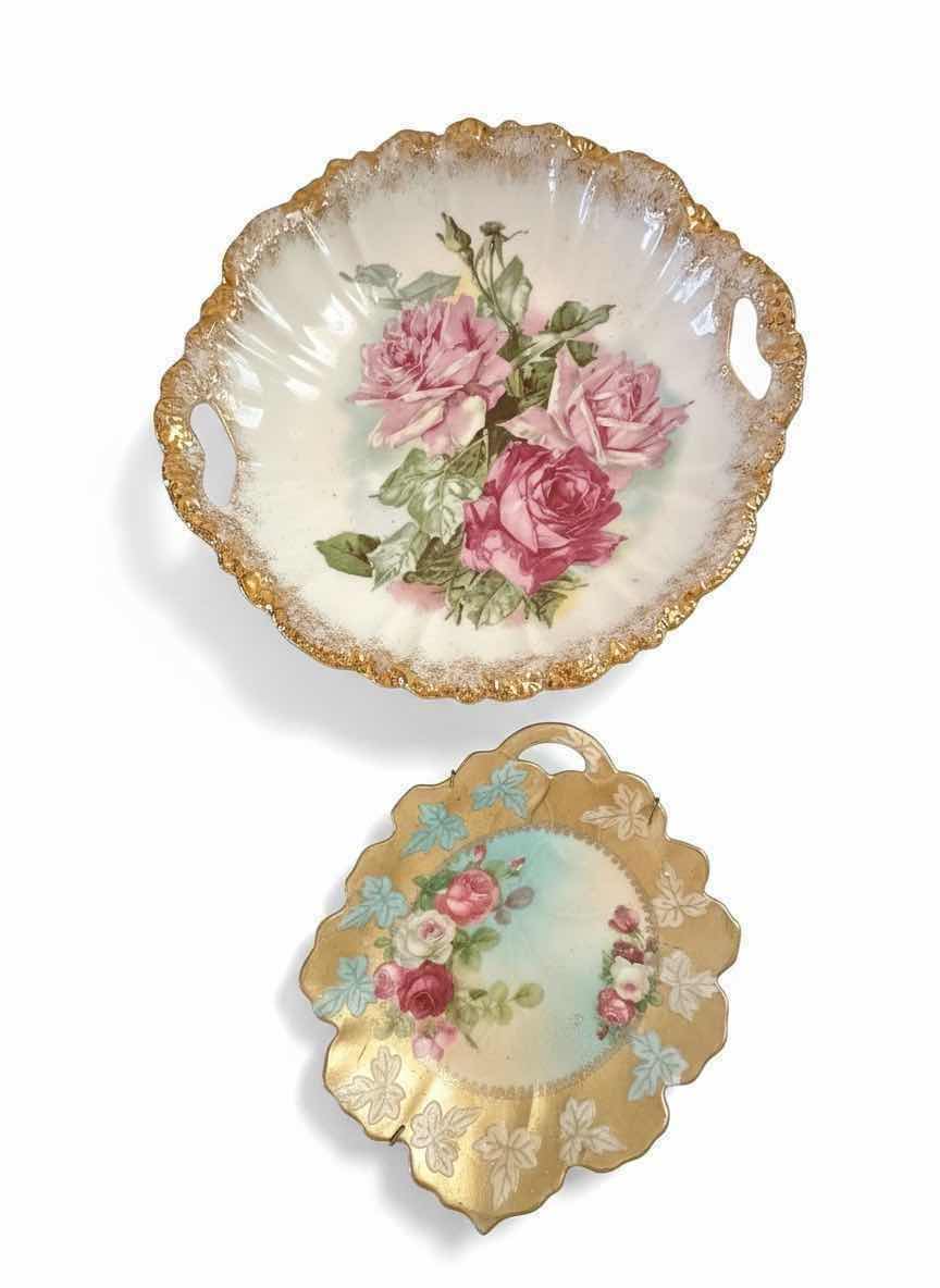 Photo 1 of 2-VINTAGE COLLECTORS “ROSE” PORCELAIN PLATES D11” & D8”