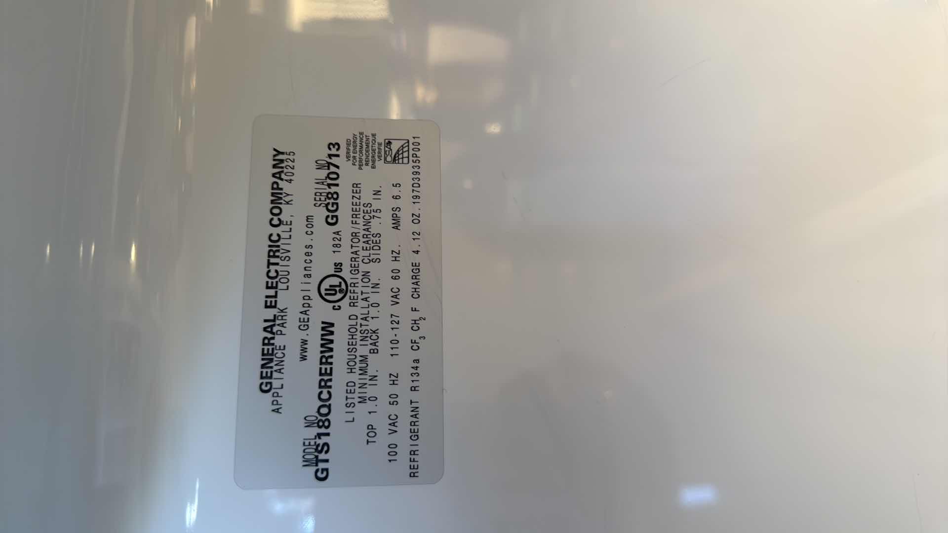 Photo 1 of WHITE GE TOP FREEZER REFRIGERATOR