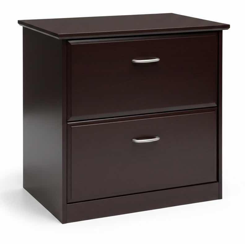 View 1 of 2-DRAWER WOOD FILE CABINET WITH METAL HANDLES 30.25” 19.75“ x H30”