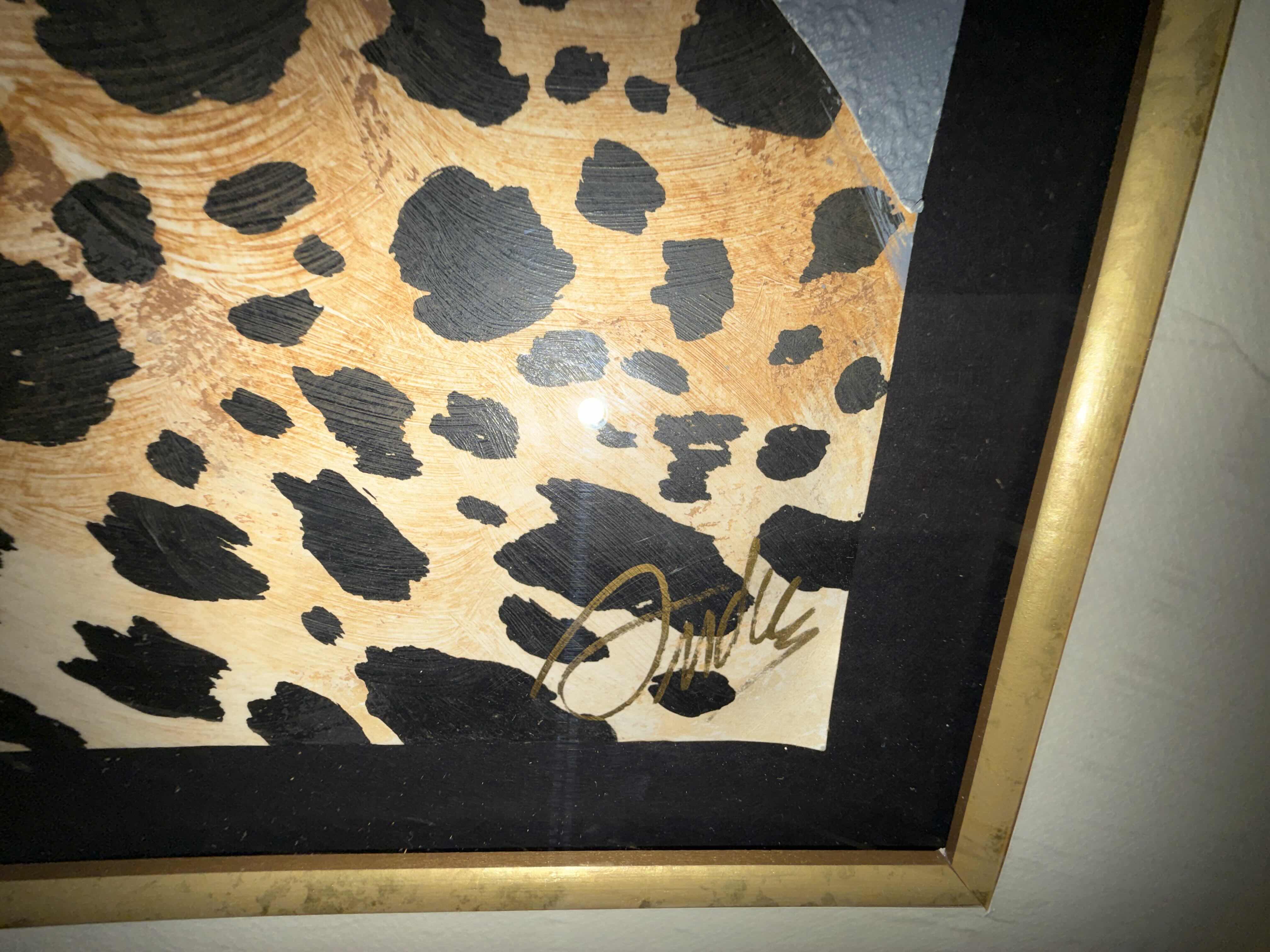 Photo 1 of GOLD FRAMED 3D SHADOW BOX TEXTURED COLLAGE OF “ANIMAL PRINTS” ARTWORK-ARTIST SIGNED  40” x 50”