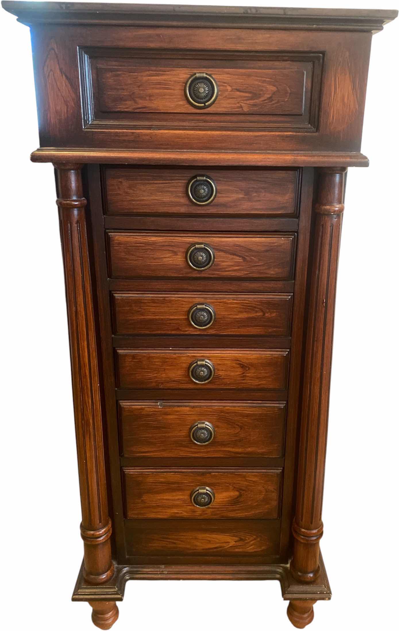 Photo 1 of MAHOGANY WOOD JEWELRY CHEST 19“ X 15“ H 43”