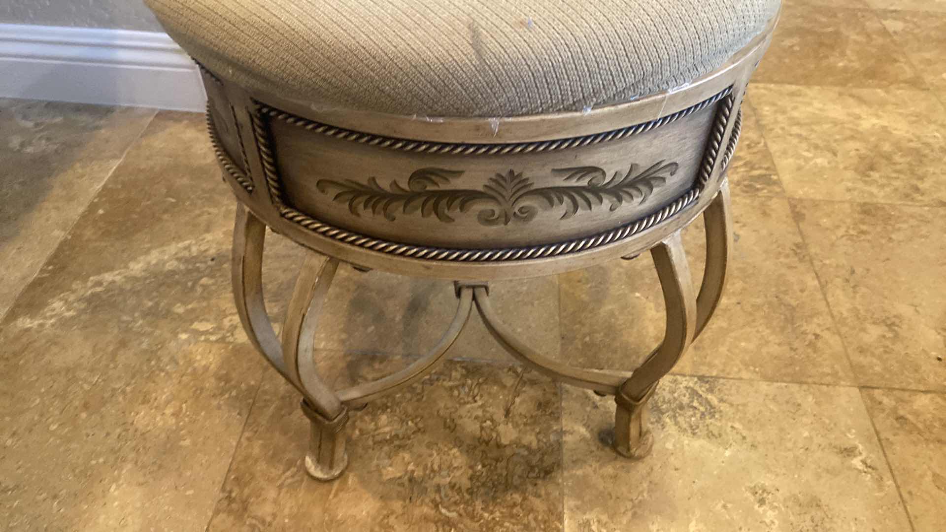 Photo 1 of 16” ROUND VANITY STOOL WITH FABRIC SEAT H17”