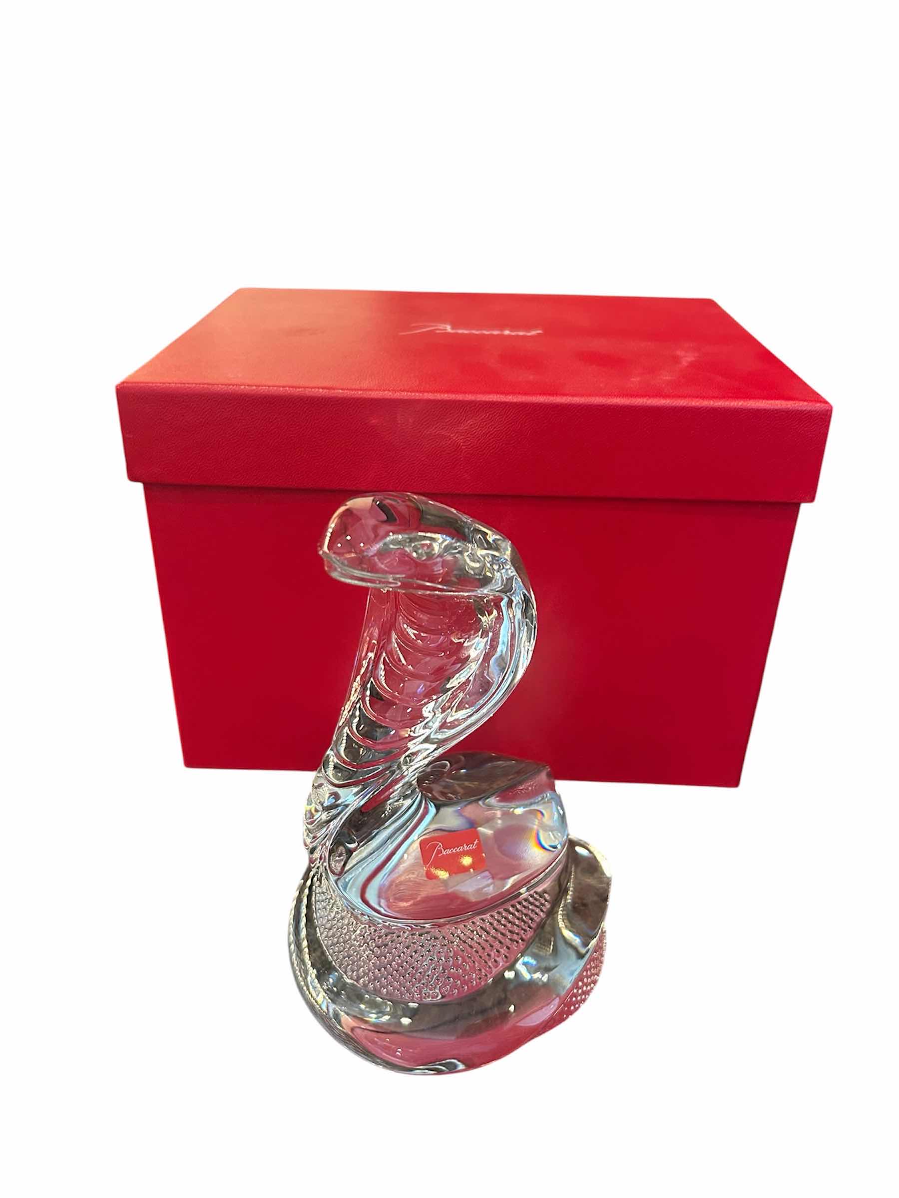 Photo 1 of CLEAR CRYSTAL BACCARAT COBRA H 6" IN ORIGINAL RED BOX $350