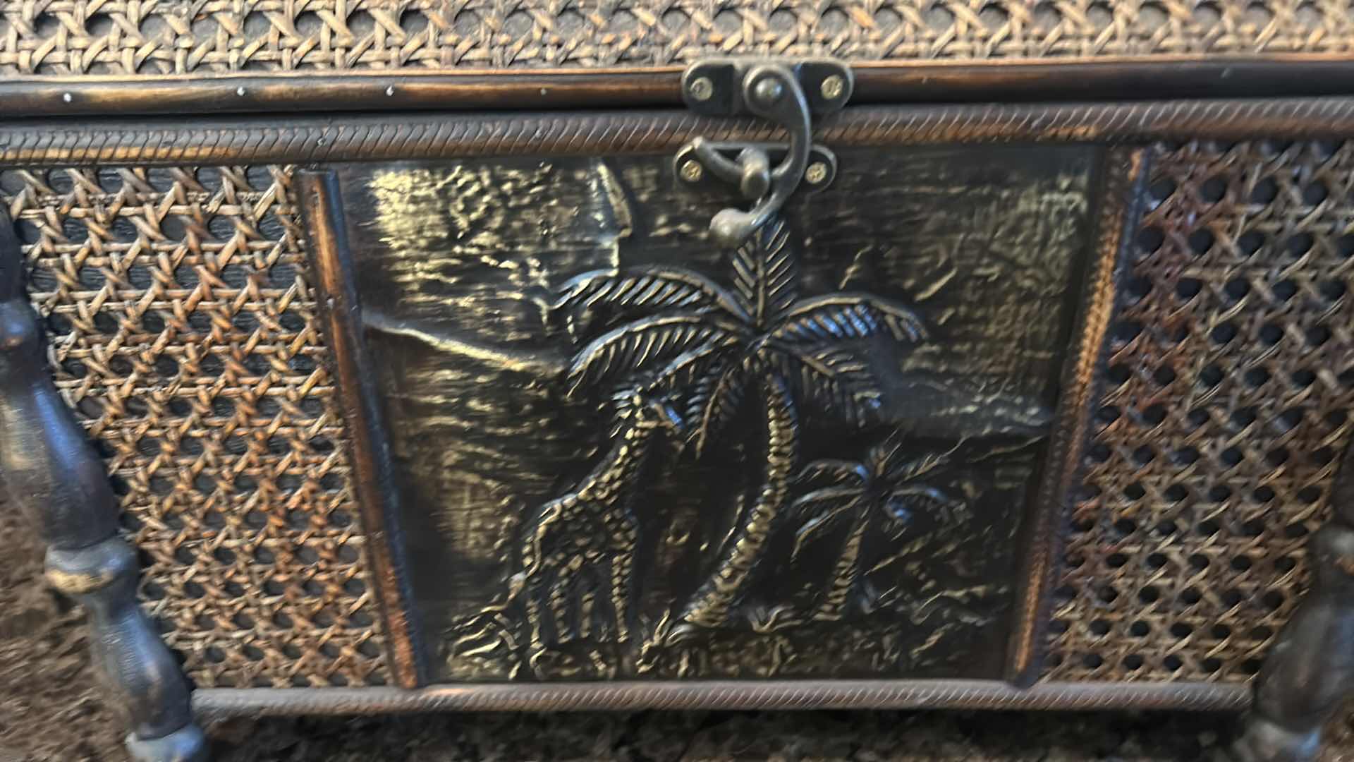 Photo 1 of BAMBOO CANE STORAGE BOX WITH A METAL LATCH. 16” x 10 1/2” x H11 1/2”