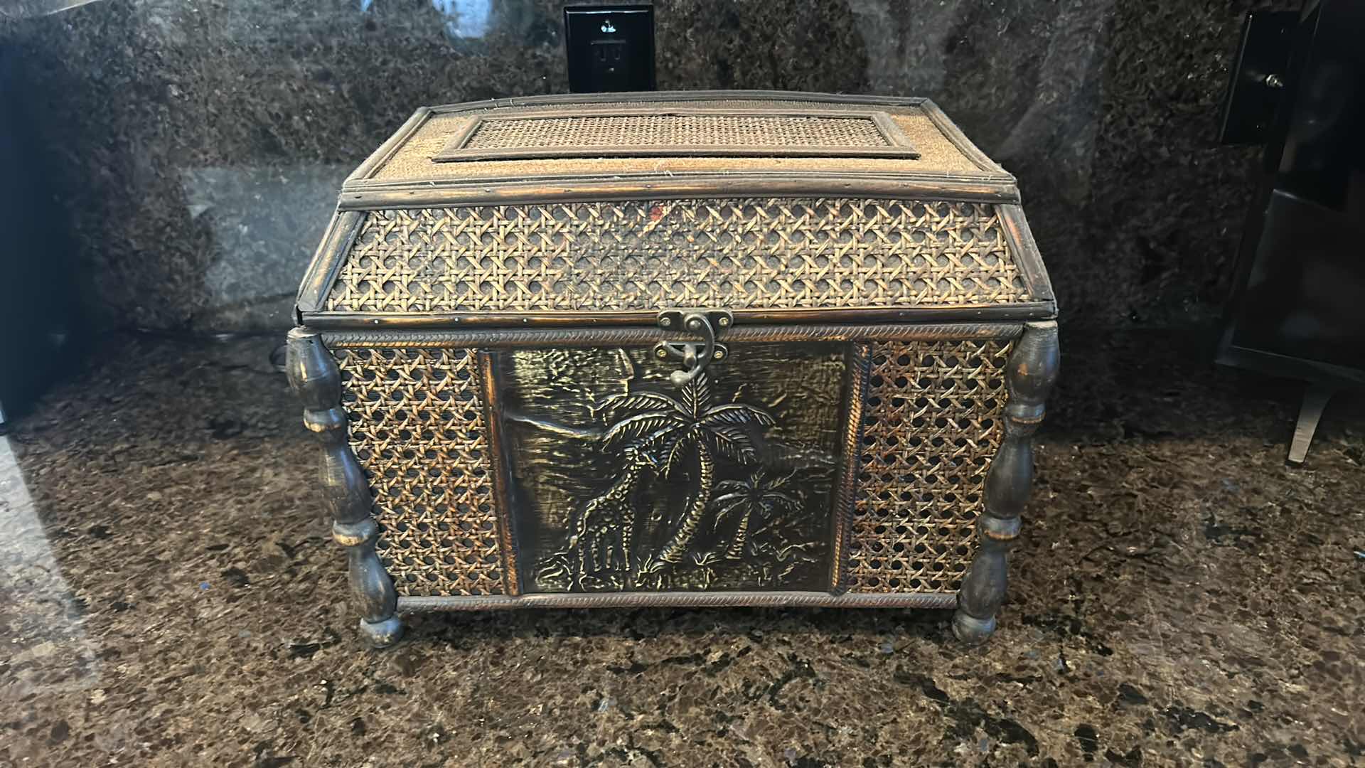 Photo 1 of BAMBOO CANE STORAGE BOX WITH A METAL LATCH. 16” x 10 1/2” x H11 1/2”