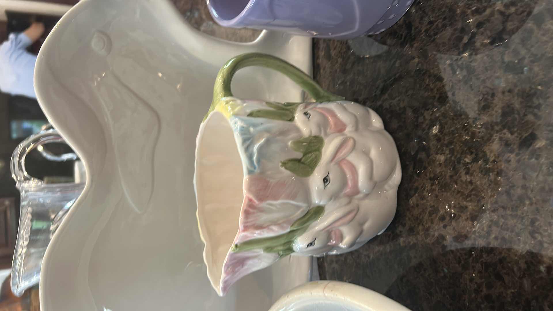 Photo 1 of CERAMIC PLATTERS, LIDDED CHEESE DISH, PASTEL POTS AND PITCHER