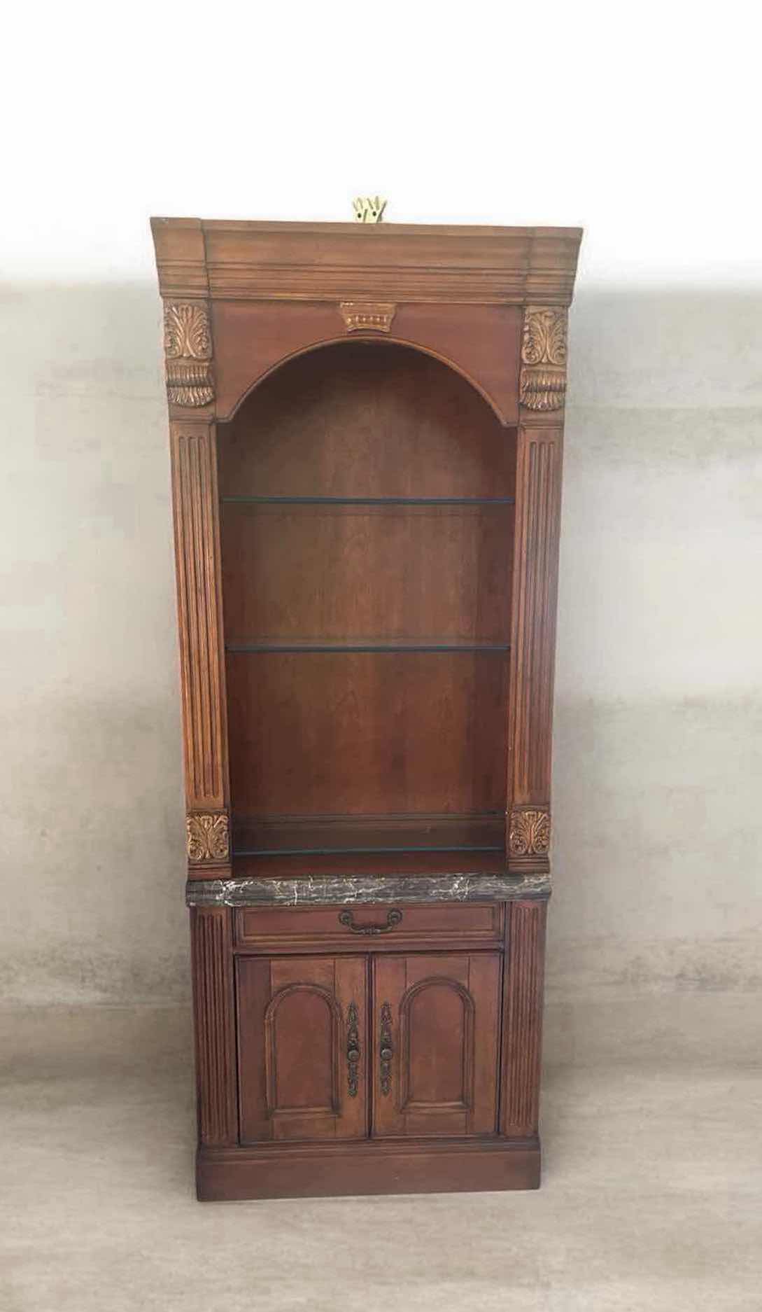 Photo 1 of PARKER HOUSE HUNTINGTON 32" OPEN TOP LIGHTED BOOKCASE W ANTIQUE VINTAGE PECAN FINISH 32" X 80"