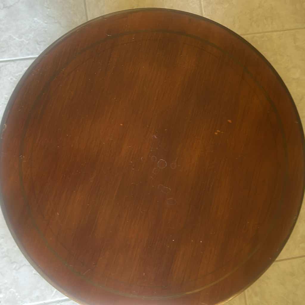 Photo 1 of EXOTIC ELEPHANT SIDE TABLE W ROUND TOP GOLD TRIM BASE DETAILED ELEPHANT TUSKS H 24"