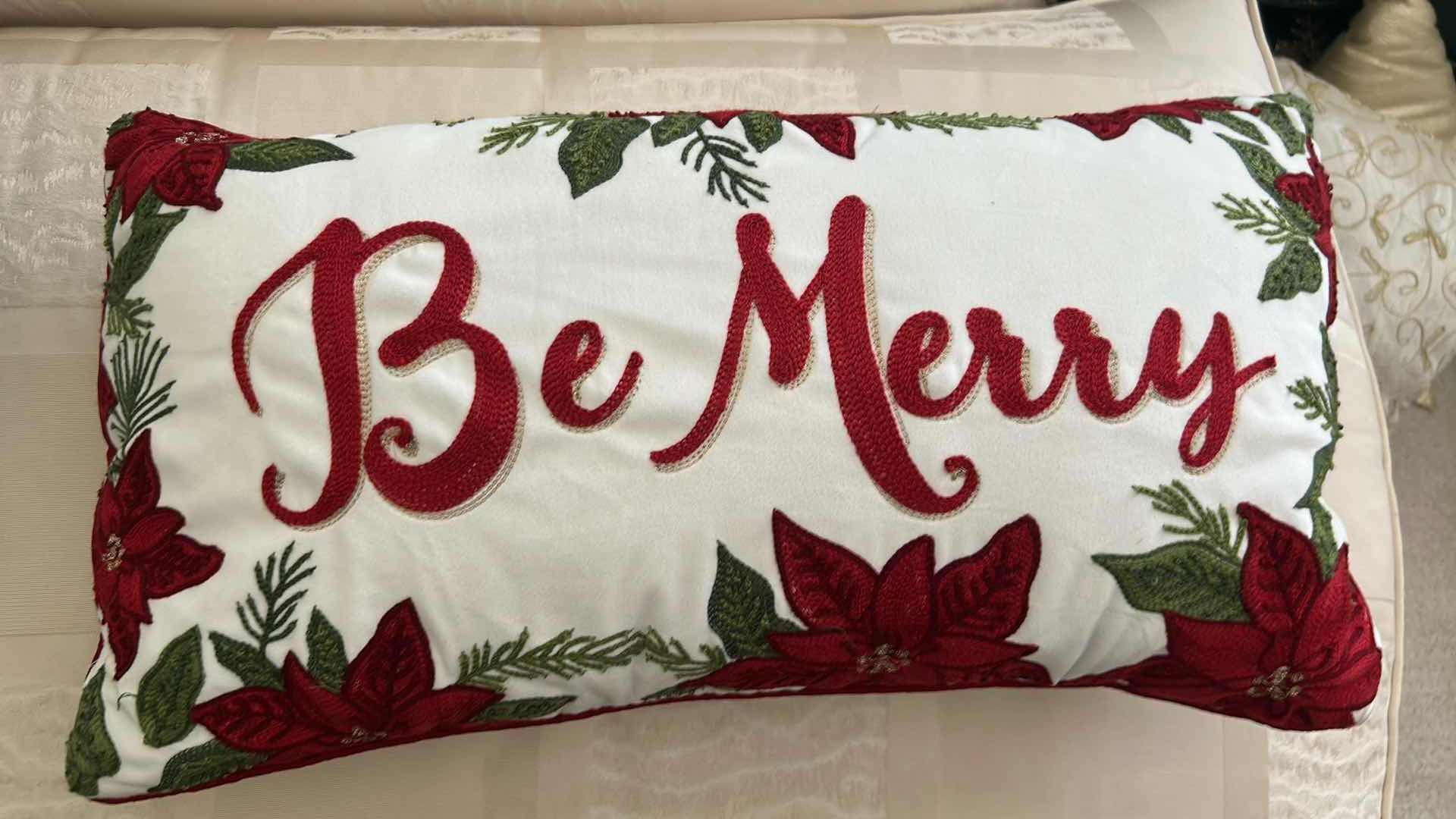 Photo 1 of 3-HOLIDAY PILLOWS FESTIVE NOEL & BE MERRY DESIGN